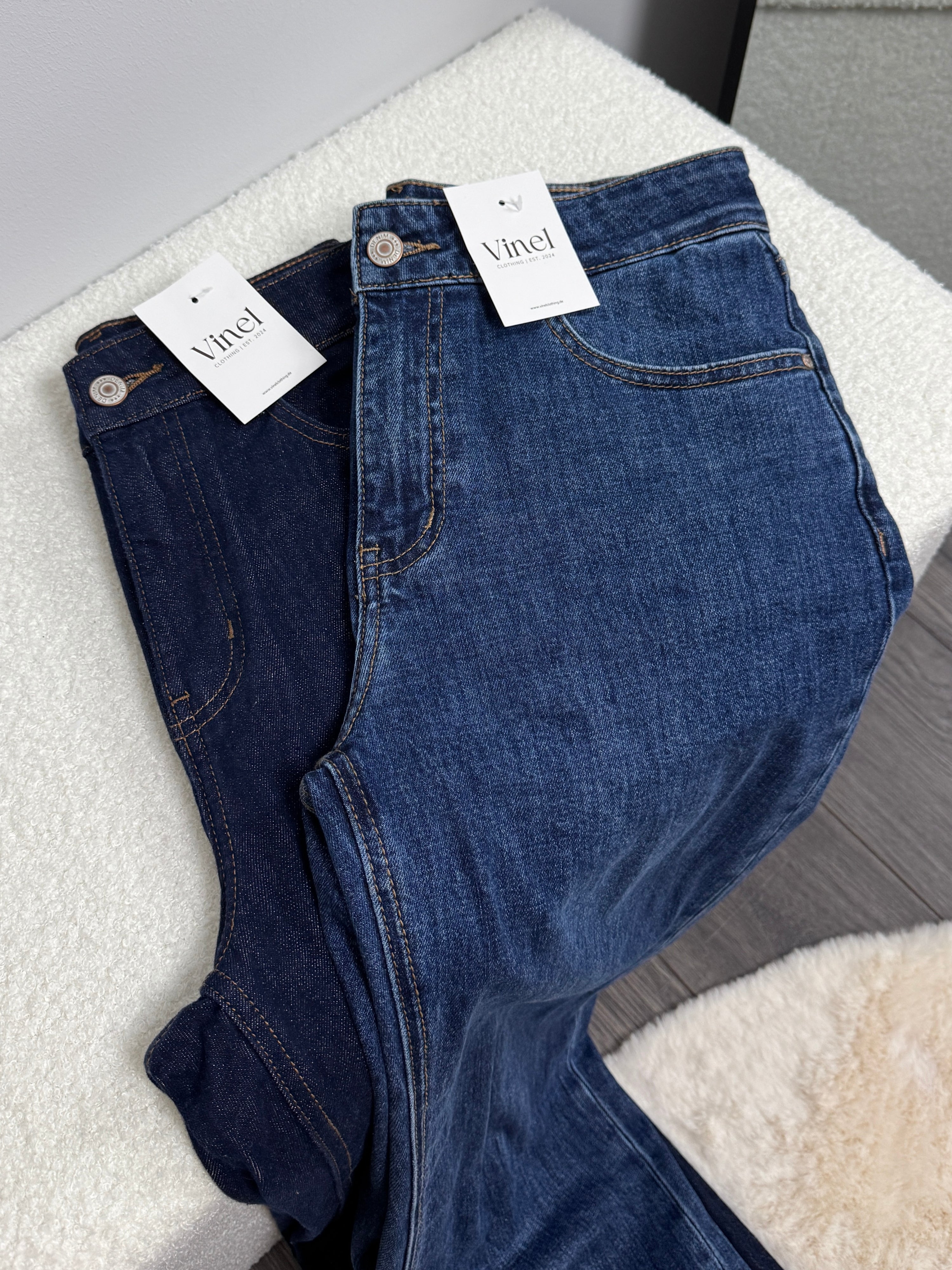 Jeans Cleo - High Waist Ankle Straight - Marieneblau