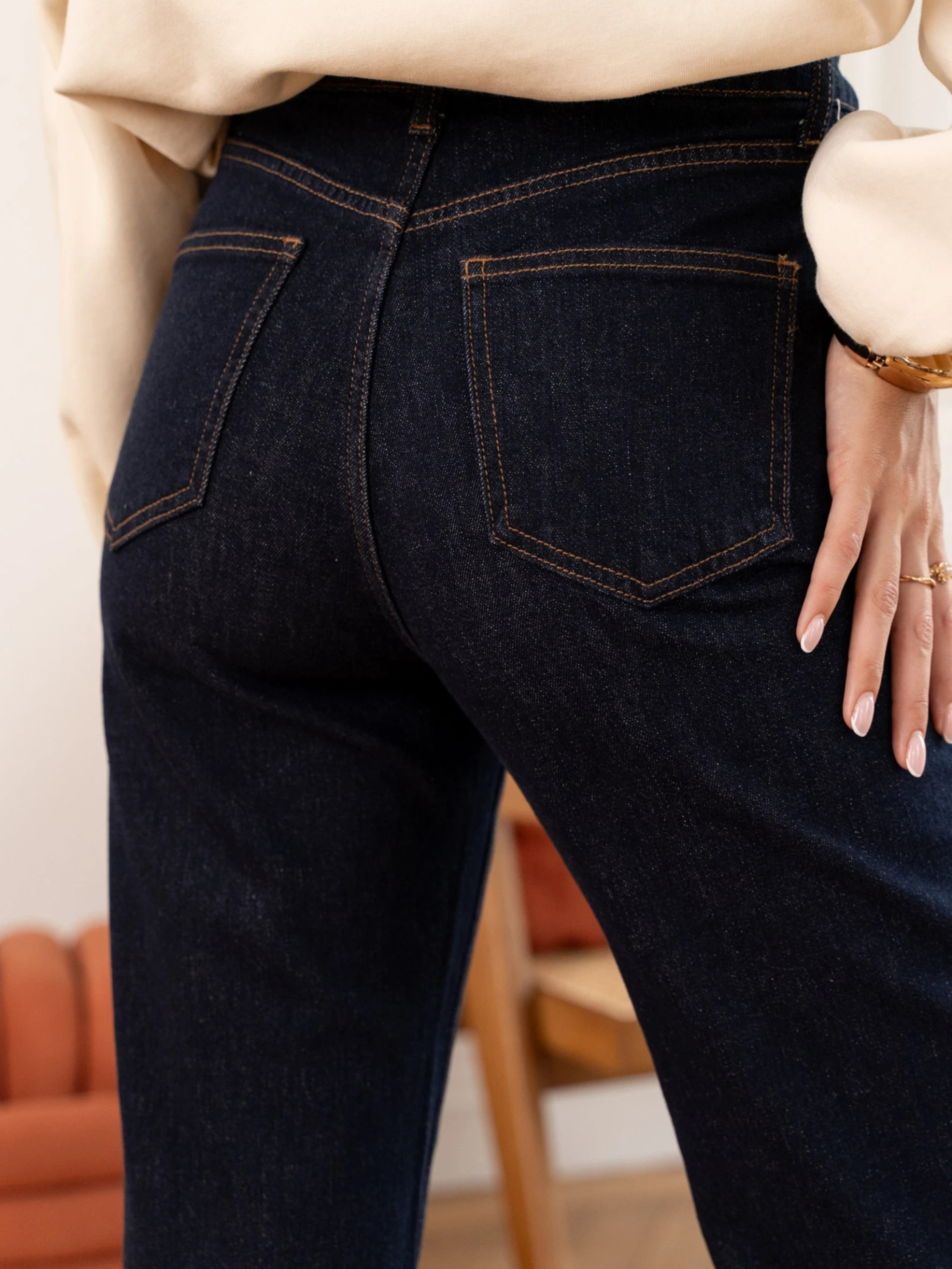 Jeans Cleo - High Waist Ankle Straight - Marieneblau