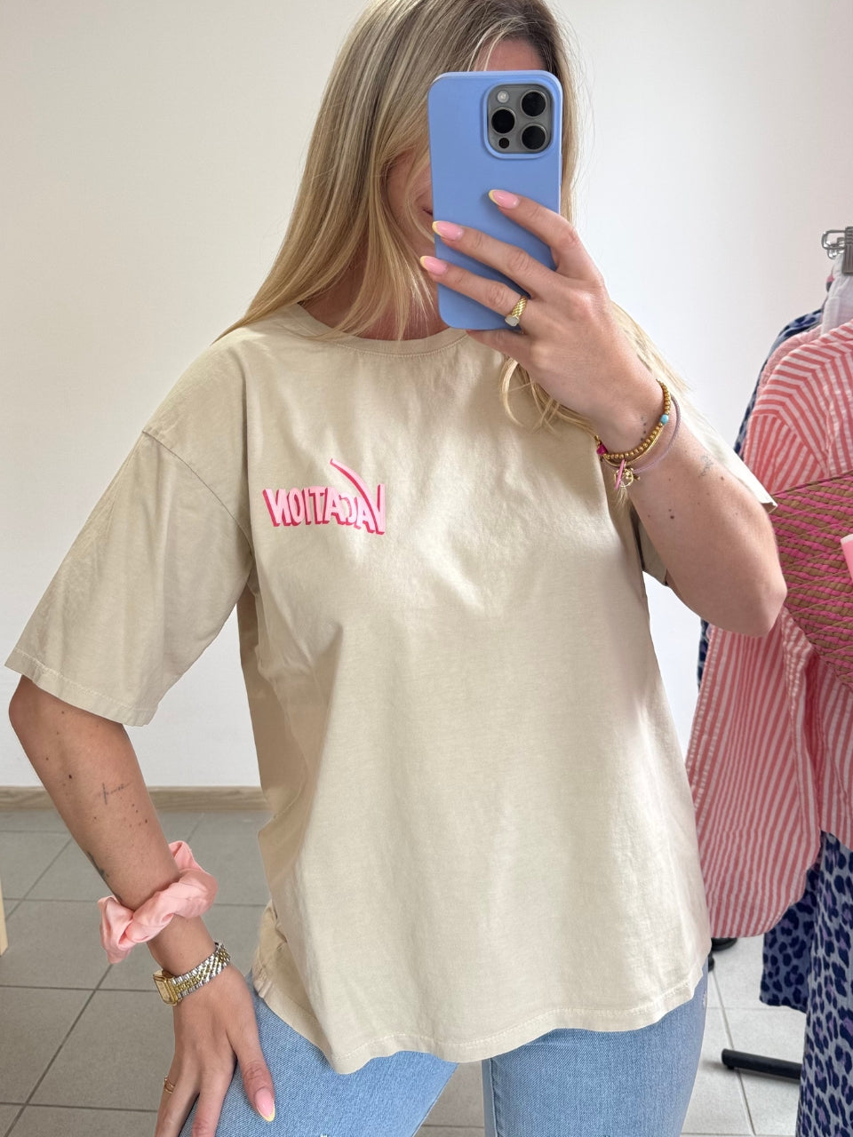 T-Shirt 'Vacation' - Greige