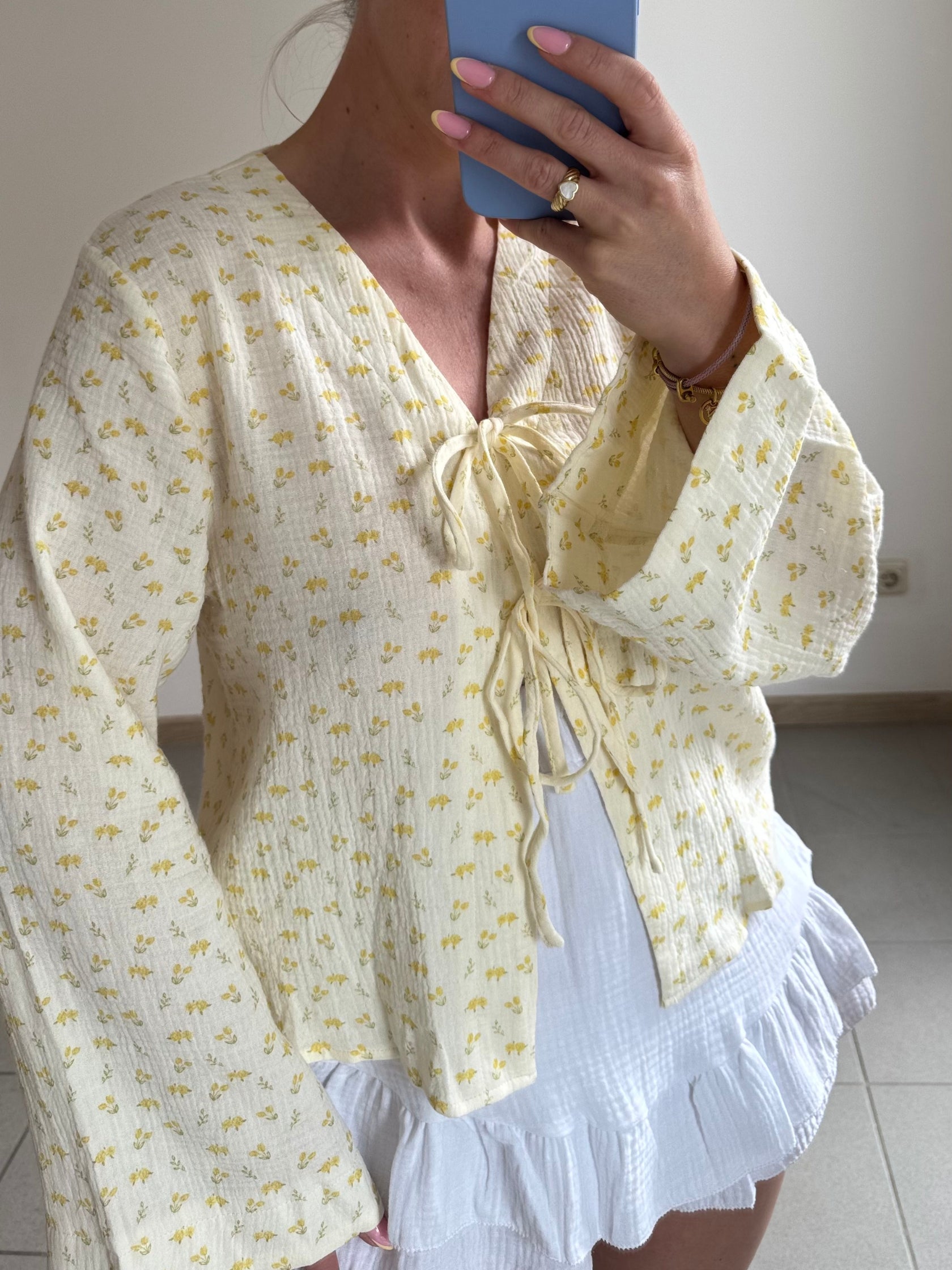 Musselin Bluse Flor – Gelb