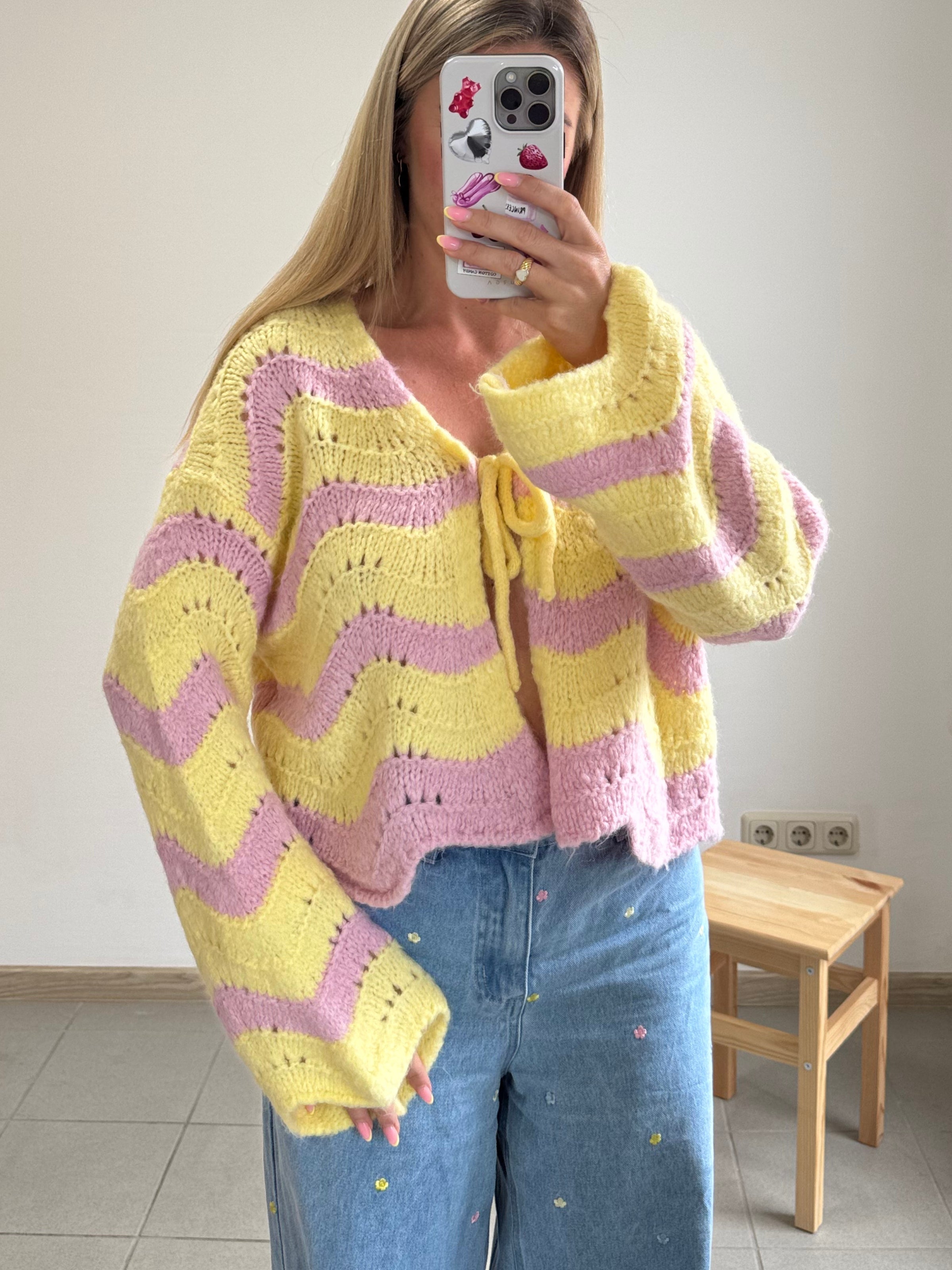 Cardigan Juna - Gelb / Rosa