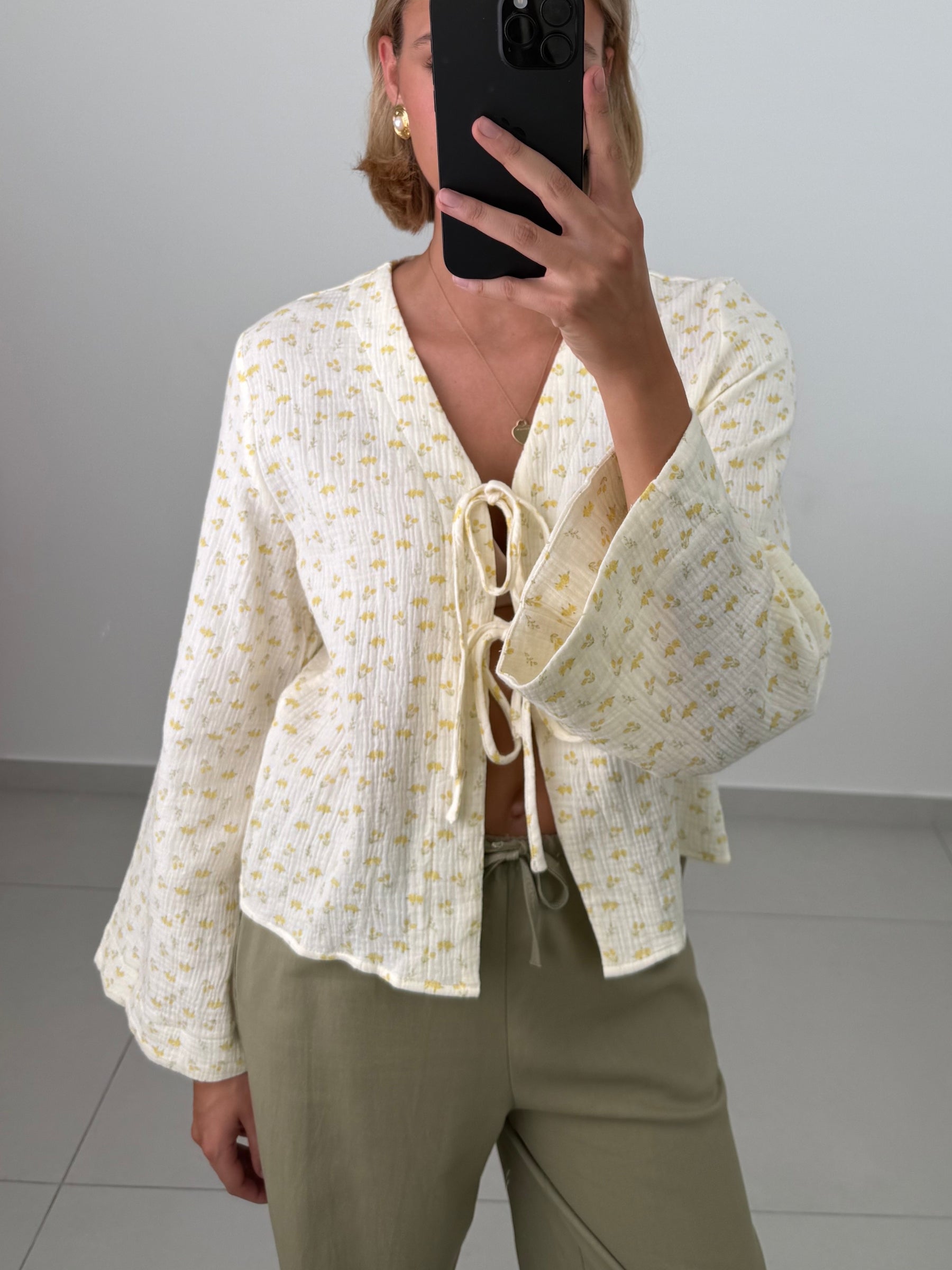 Musselin Bluse Flor – Gelb
