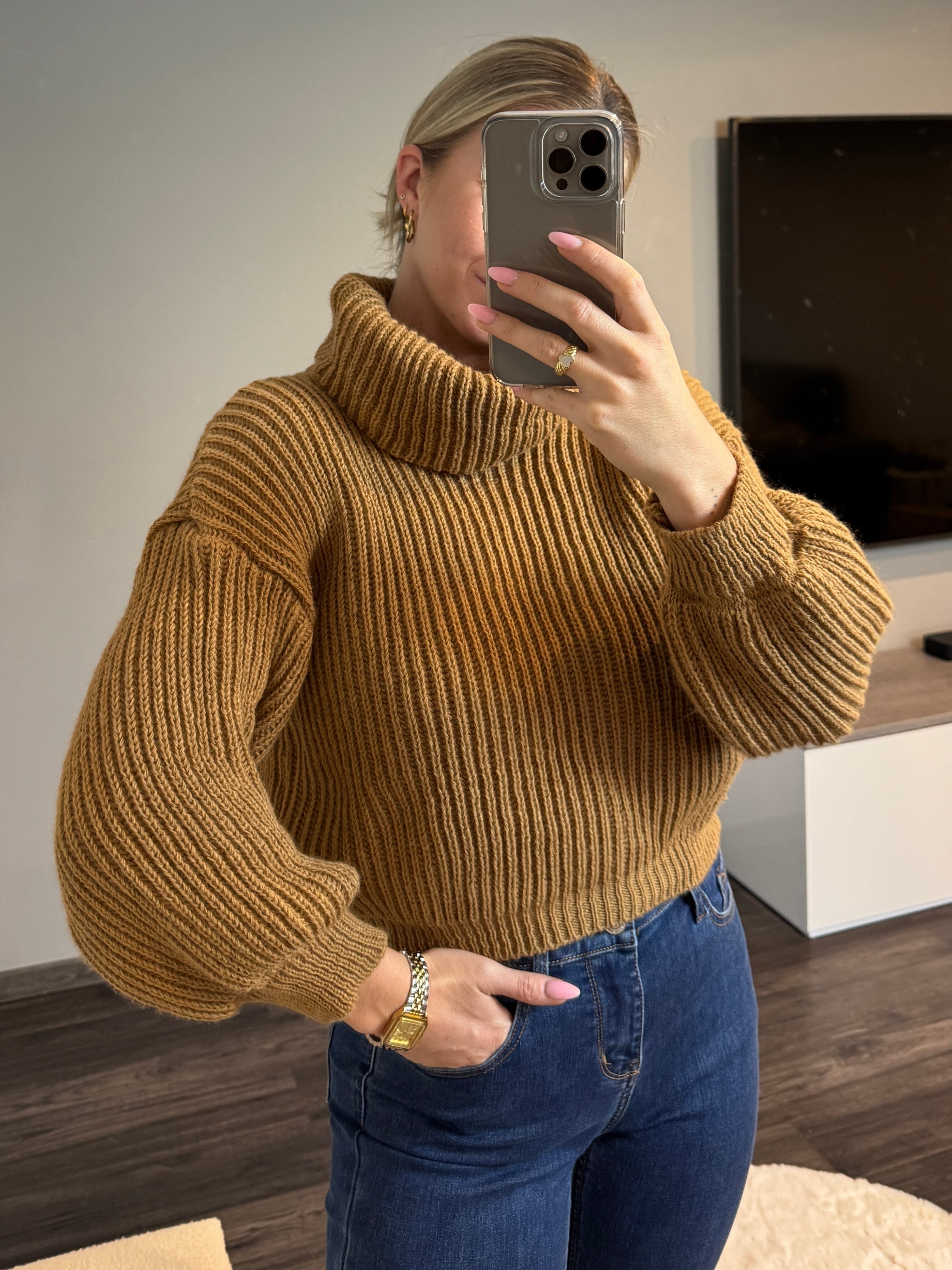 Rollkragen Pullover Lina - Kamel
