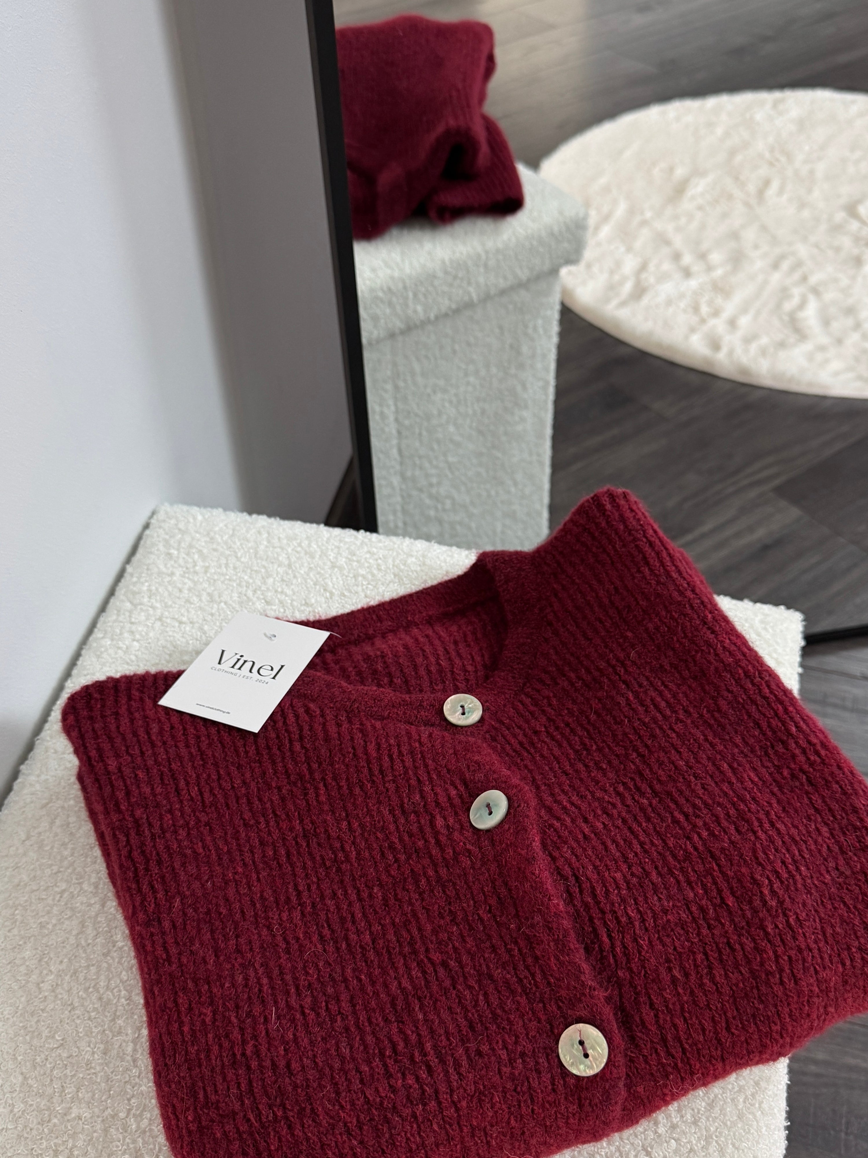 Kurzarm Strickjacke Grace - Bordeaux