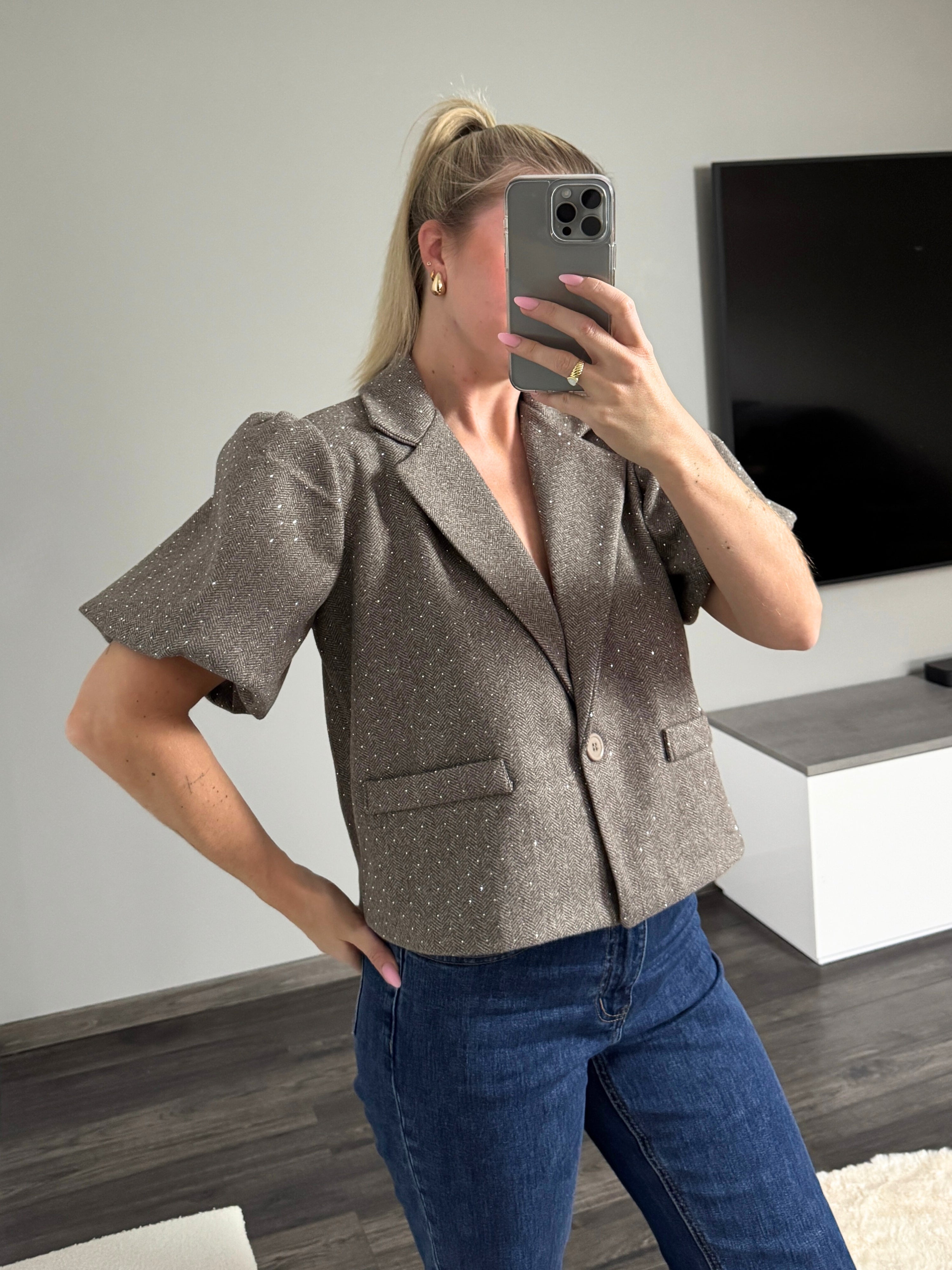 Cropped Blazer Pof mit Strass