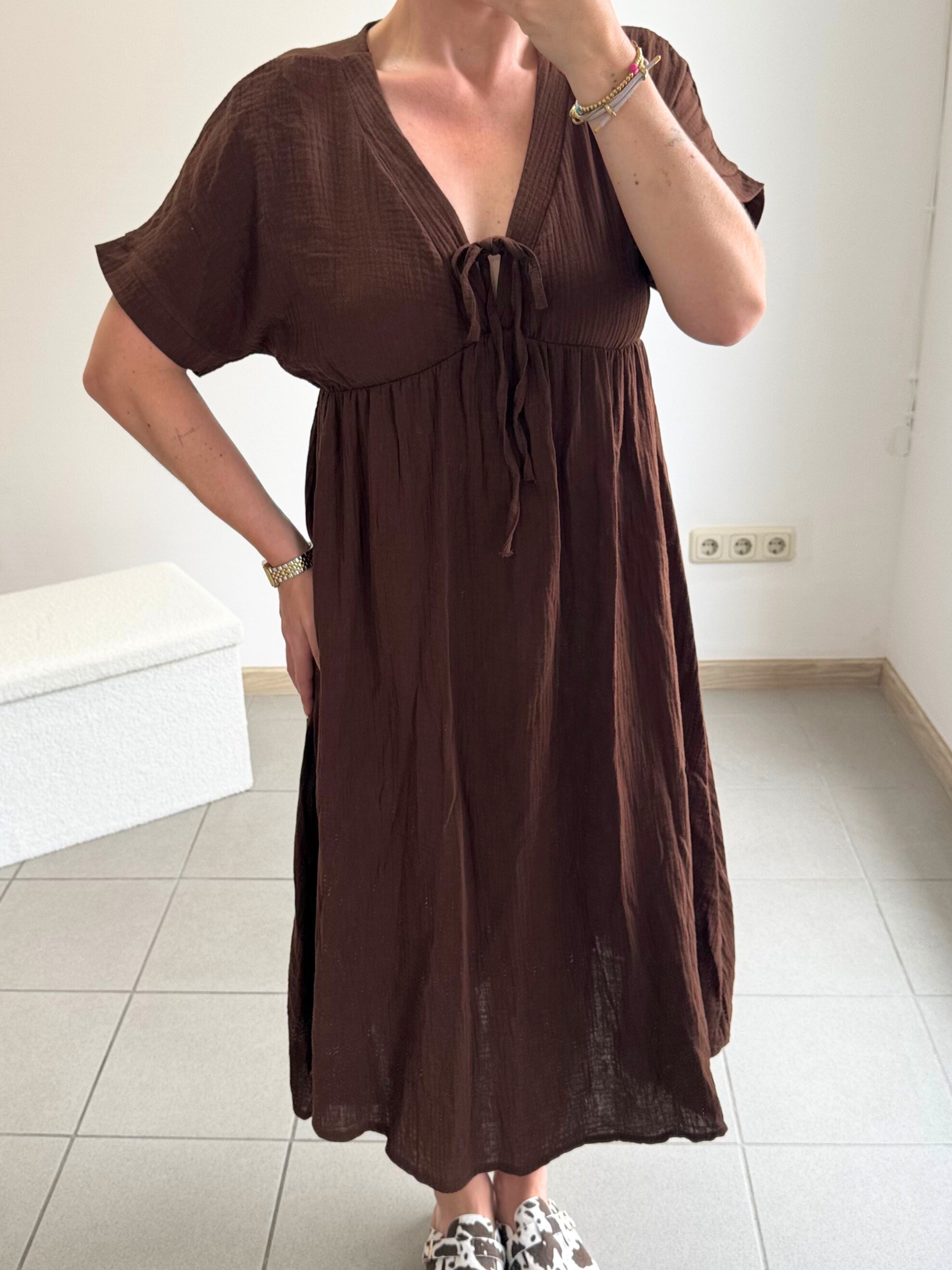 Musselin Kleid Nika - Braun