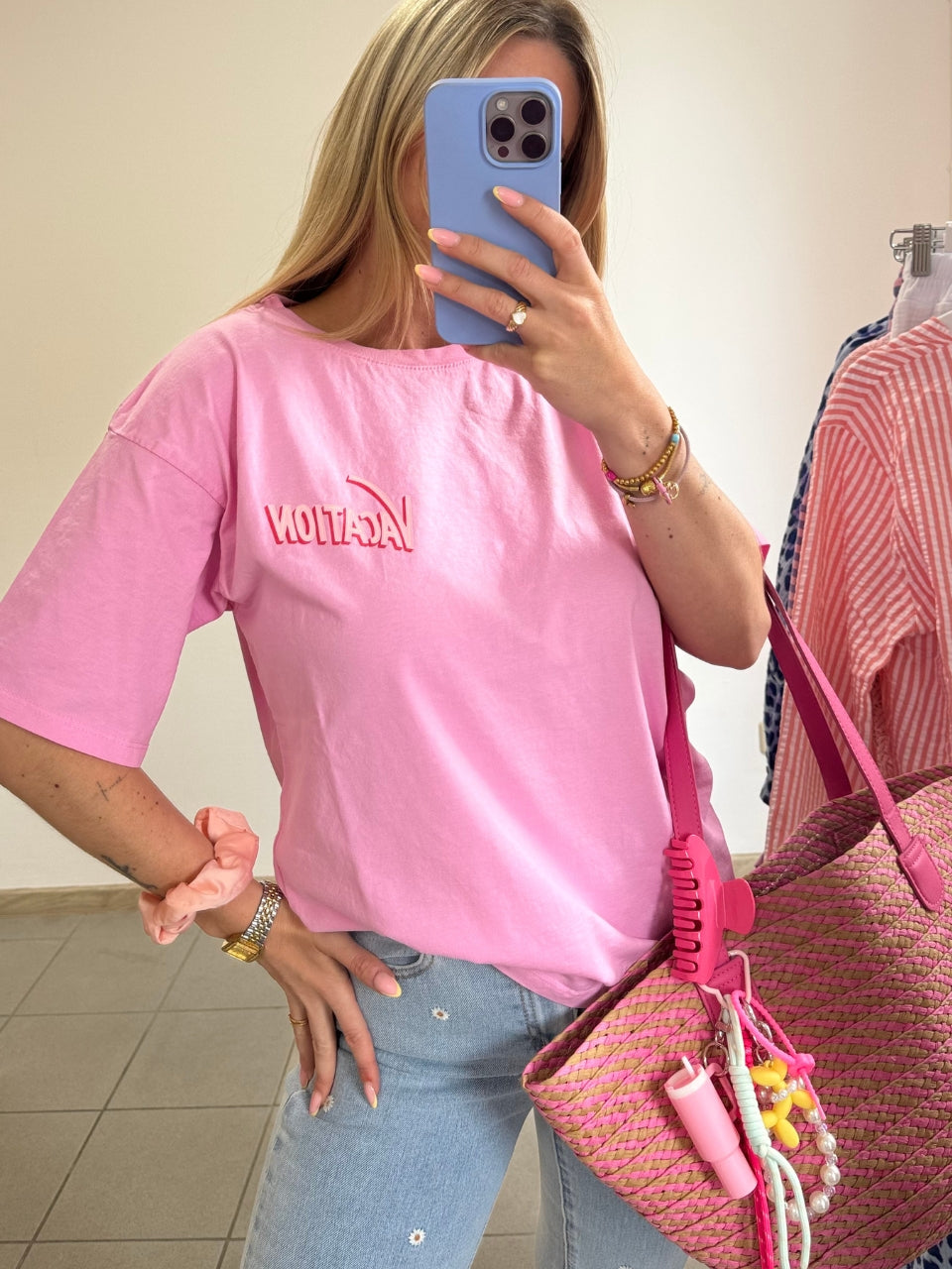 T-Shirt 'Vacation' - Pink