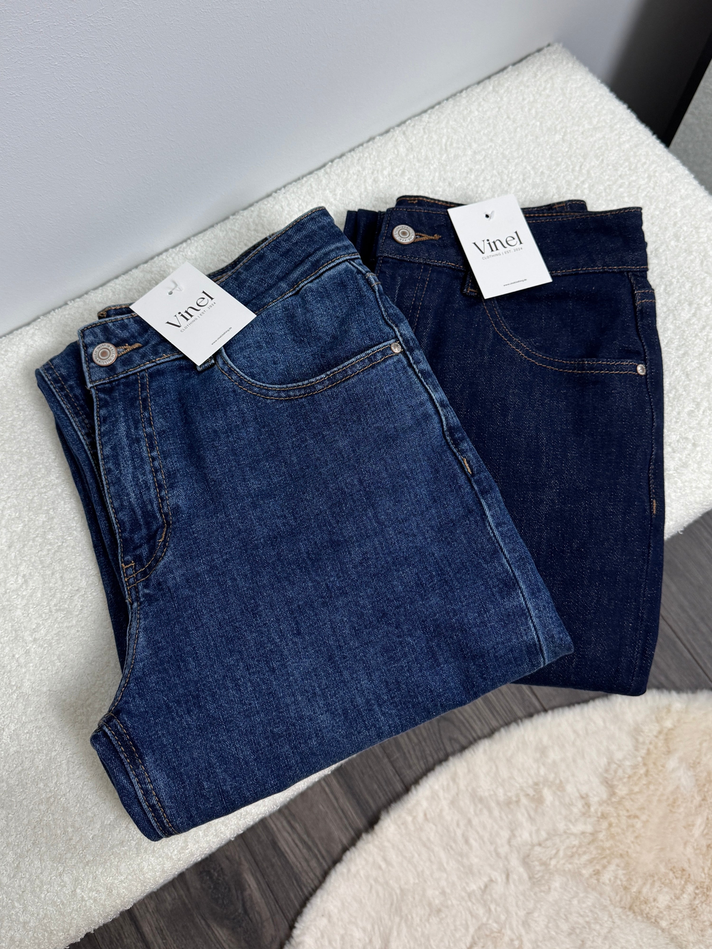 Jeans Cleo - High Waist Ankle Straight - Marieneblau