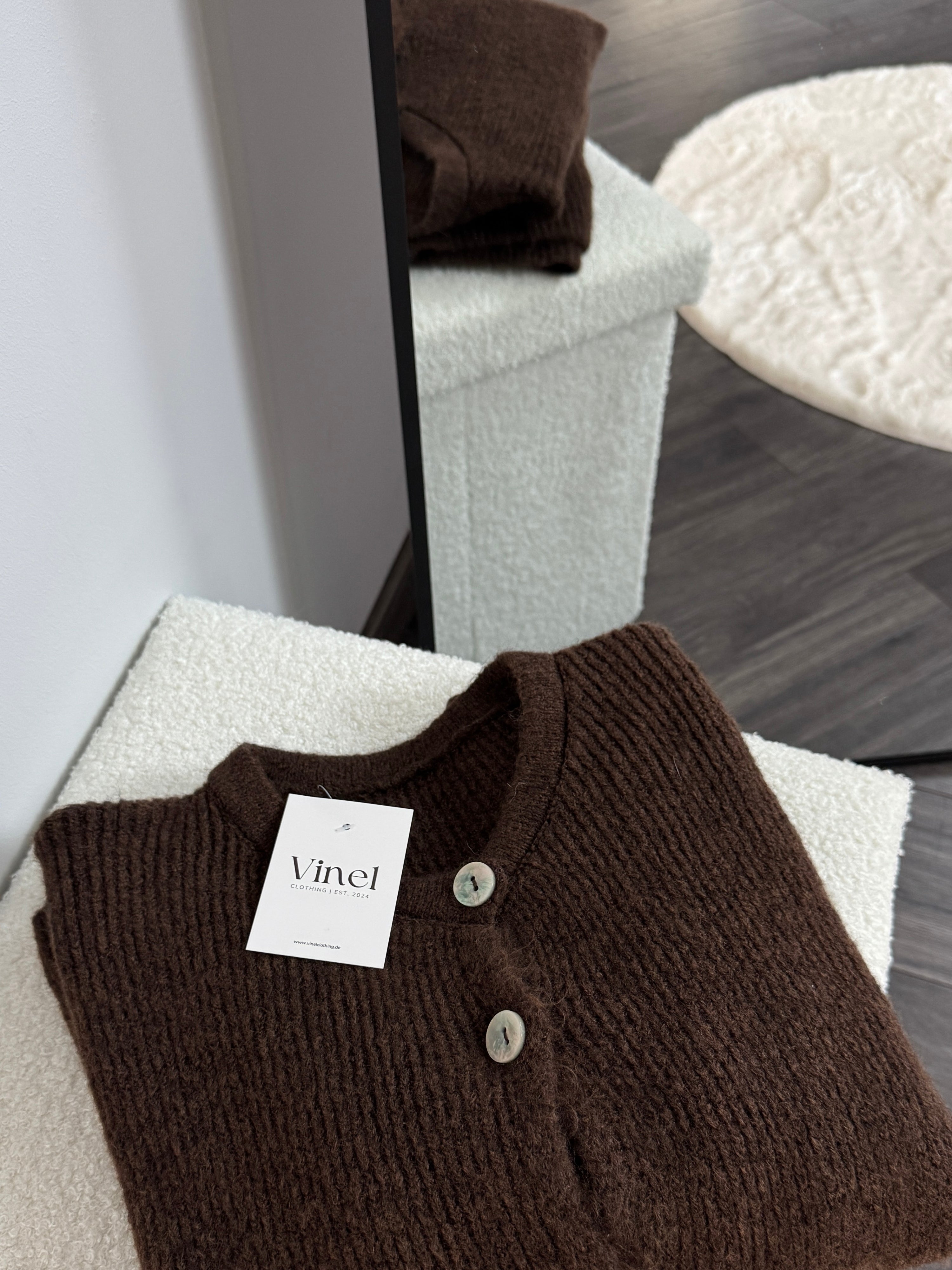 Kurzarm Strickjacke Grace - Braun