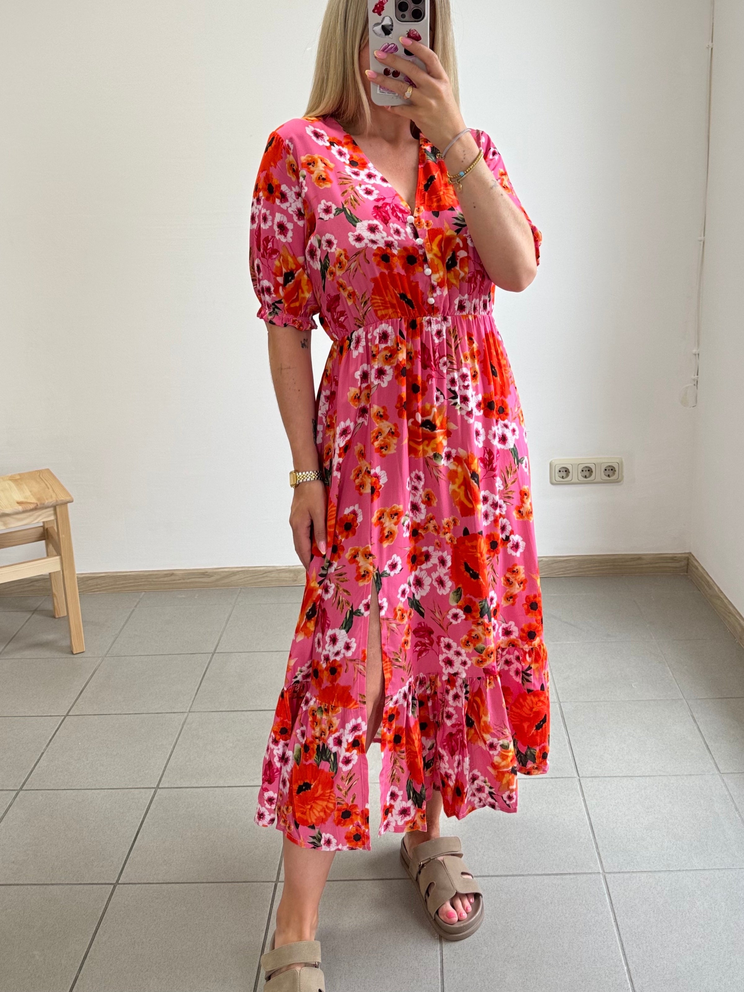 Langes Kleid Florina mit Volant