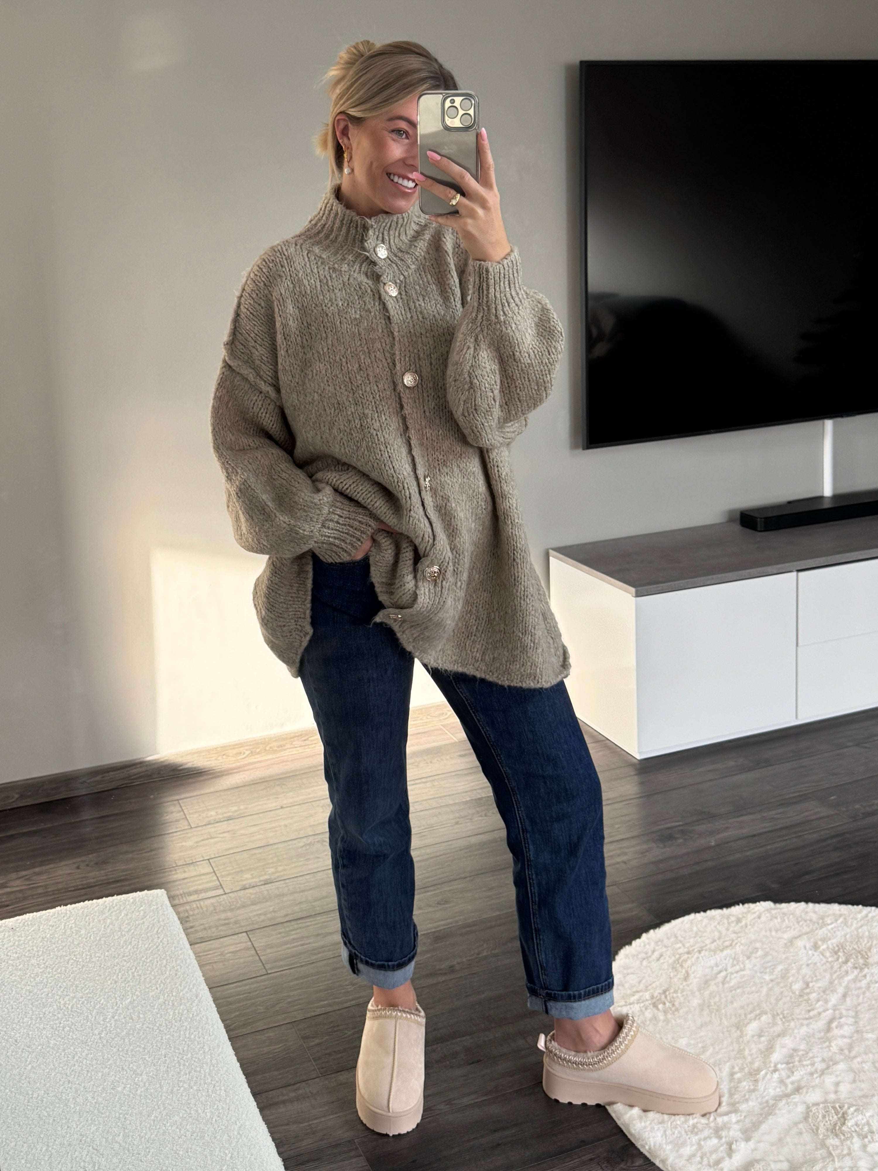Oversize Strickjacke Molly - Taupe