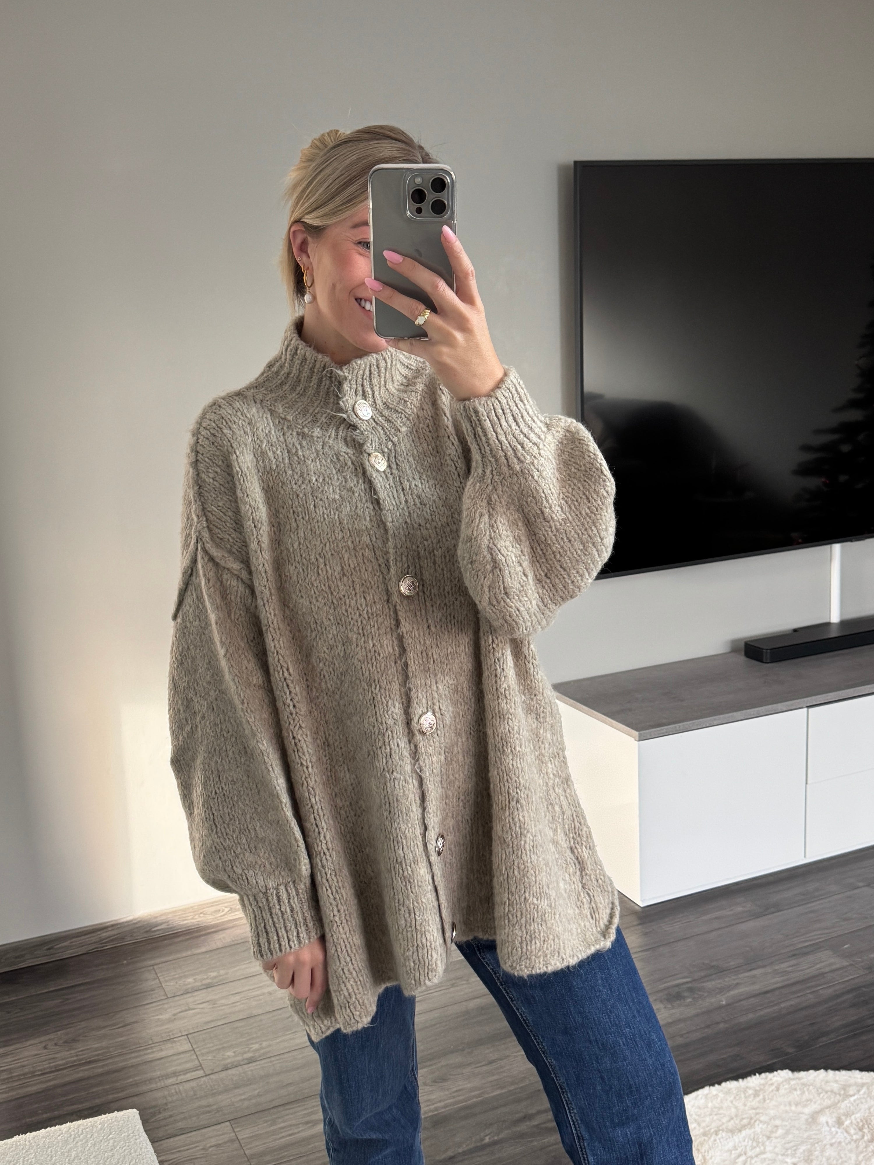 Oversize Strickjacke Molly - Taupe