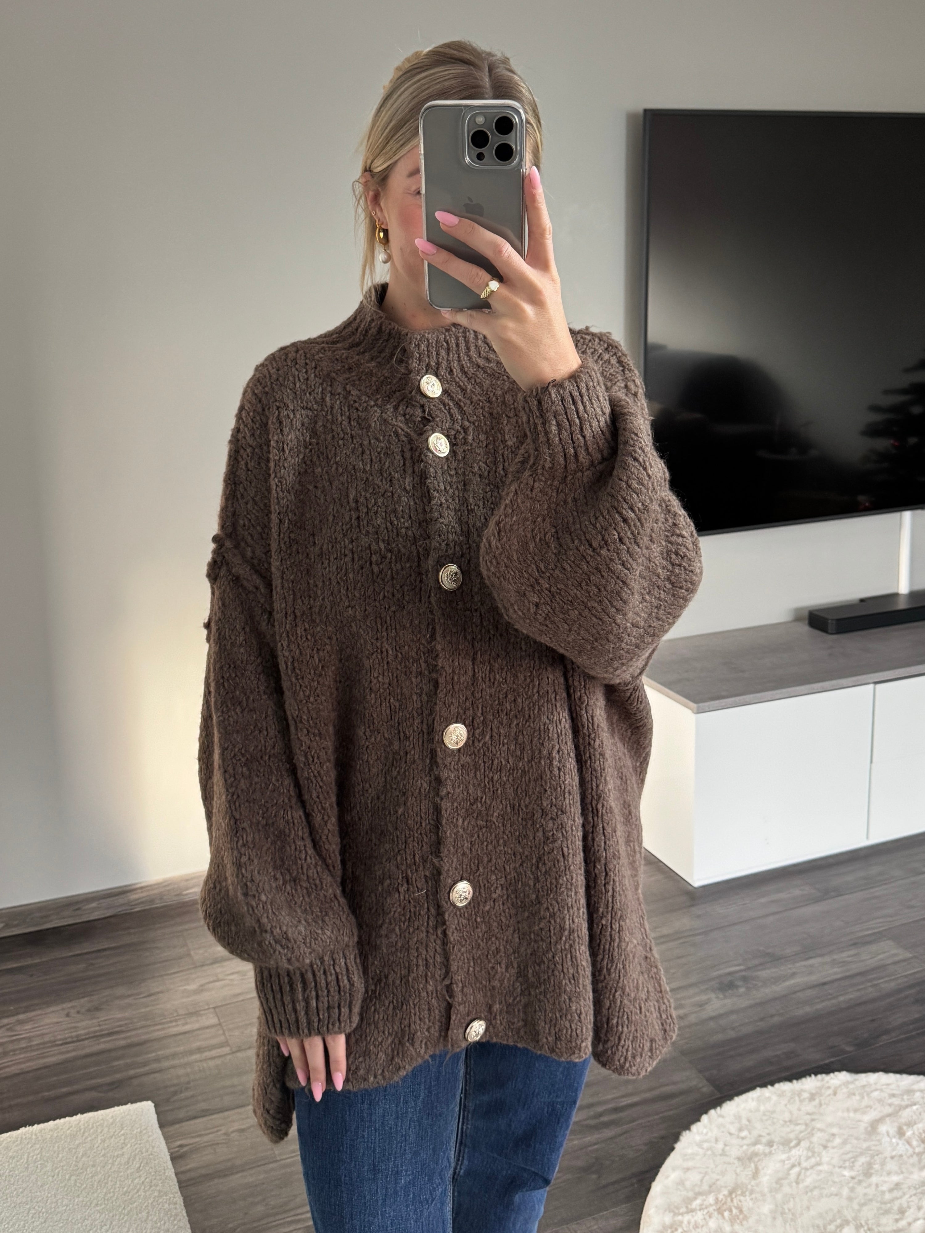 Oversize Strickjacke Molly - Dunkelbraun