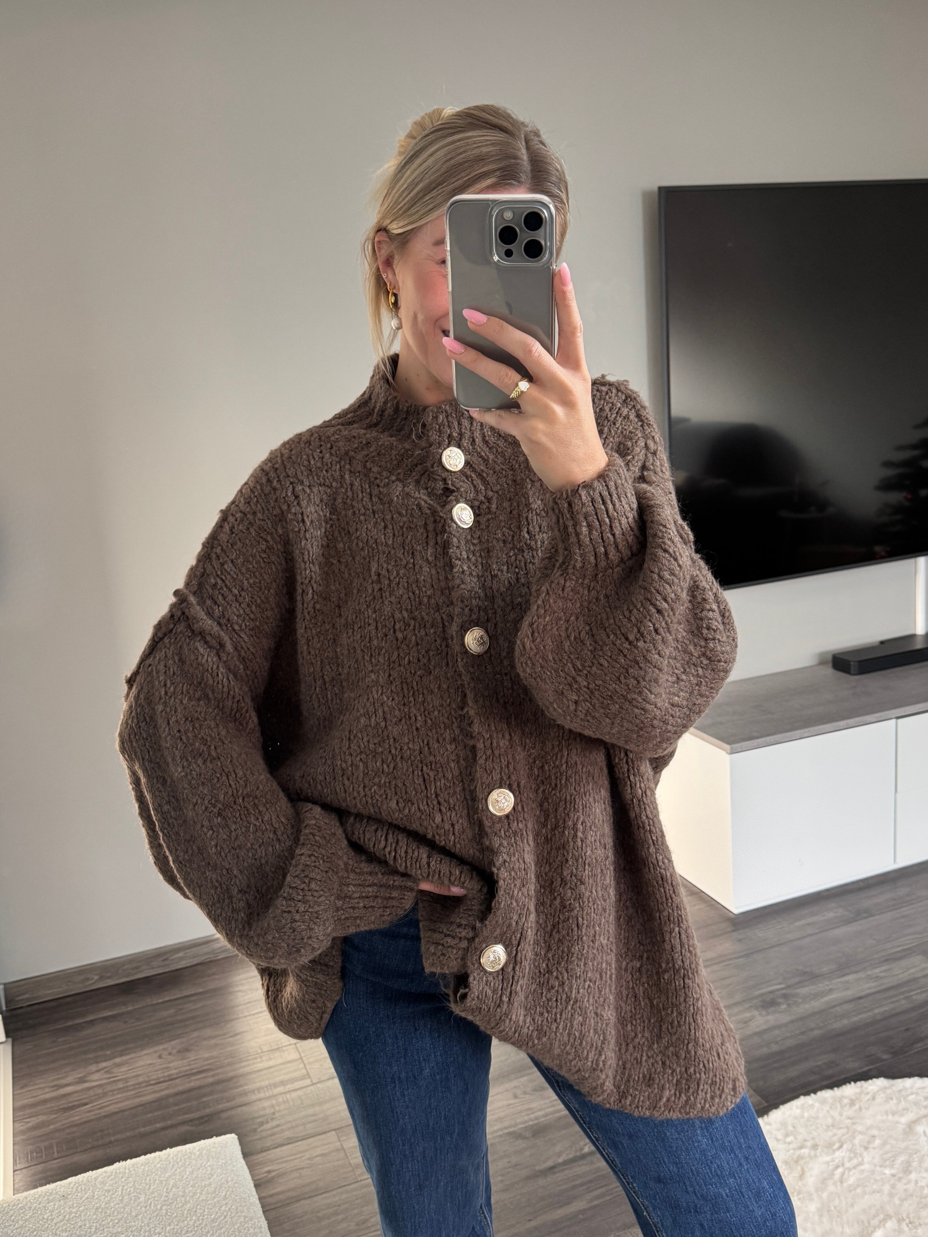 Oversize Strickjacke Molly - Dunkelbraun