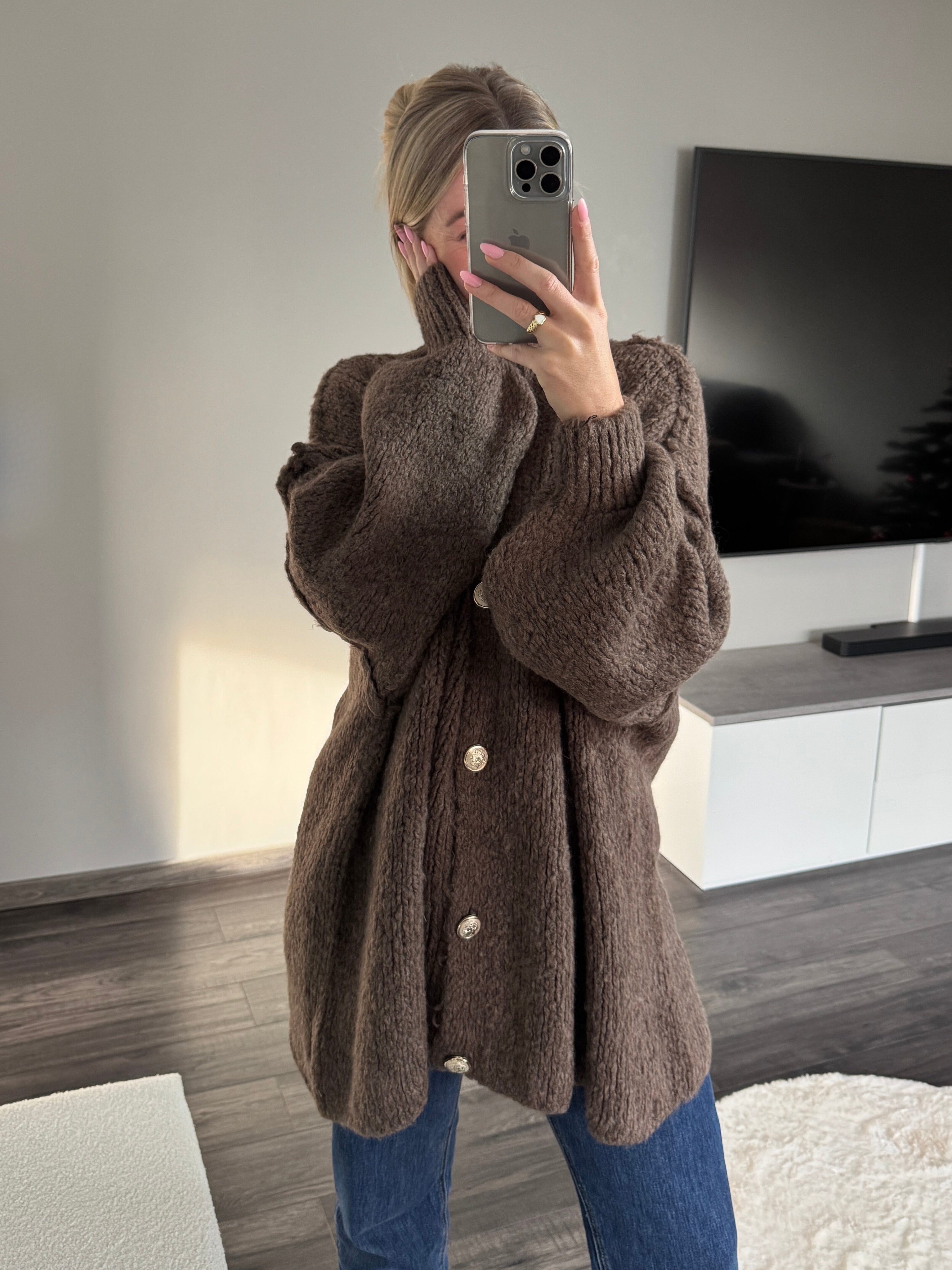 Oversize Strickjacke Molly - Dunkelbraun