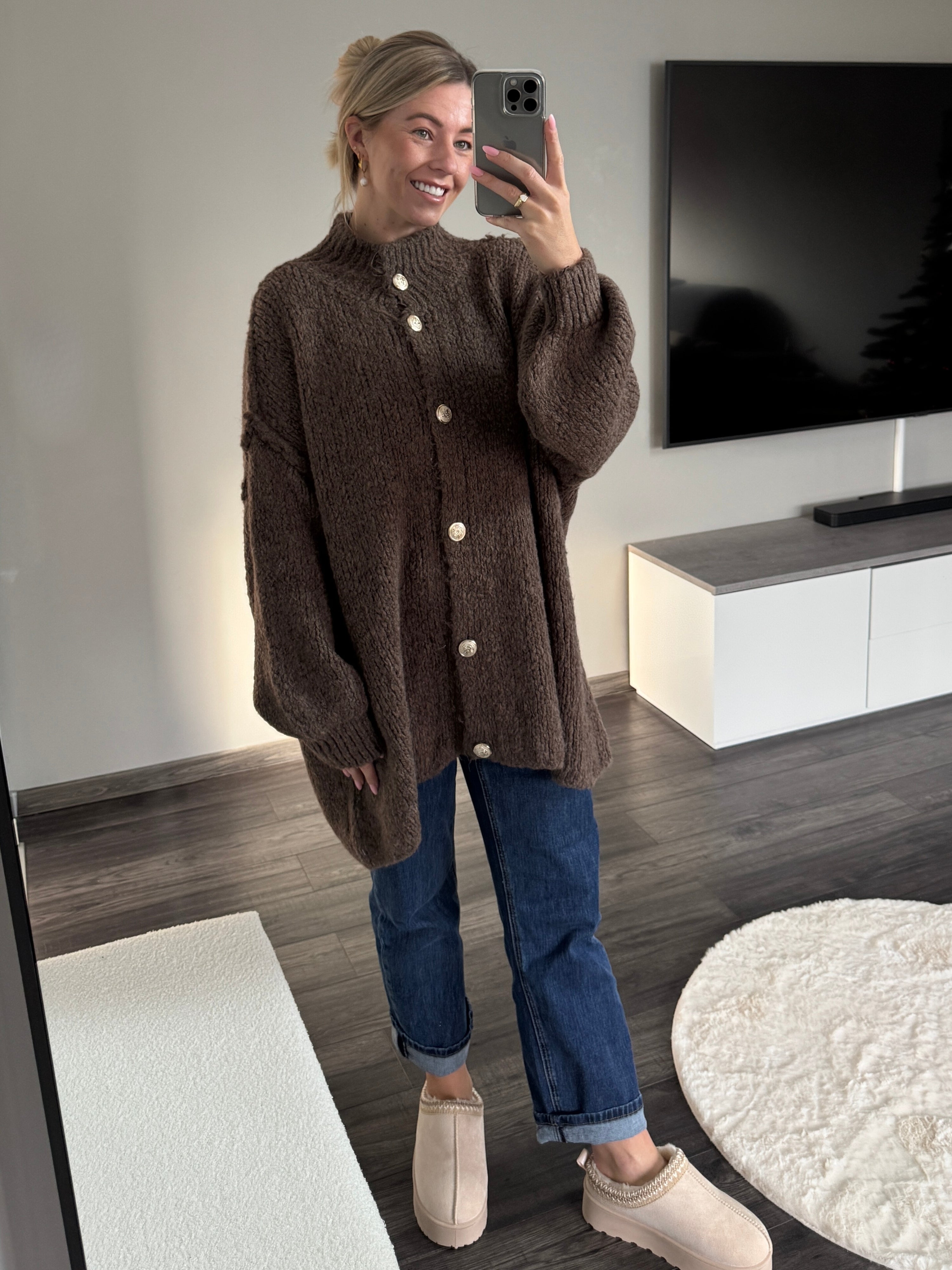 Oversize Strickjacke Molly - Dunkelbraun