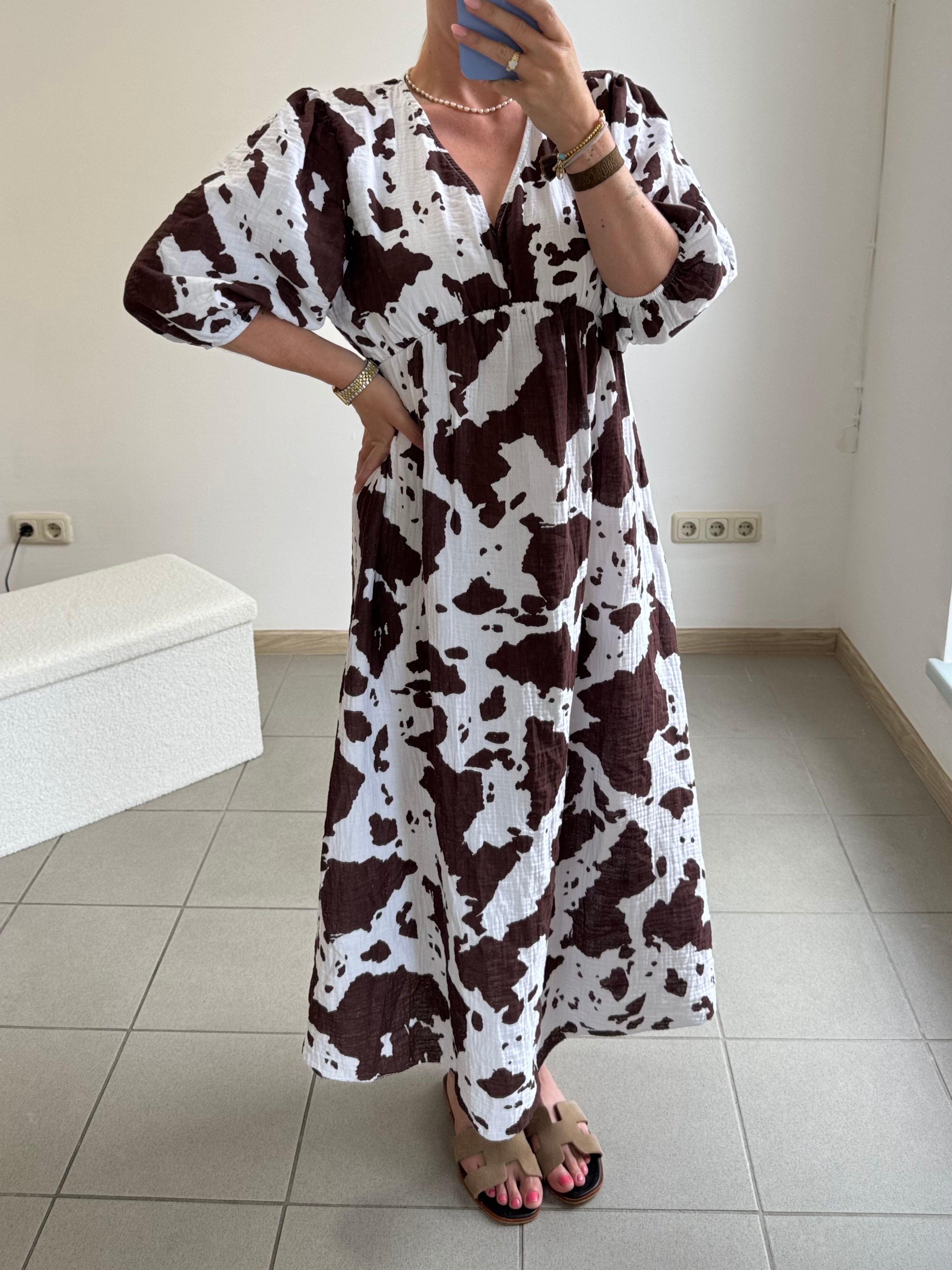 Langes Kleid Brownie Belle aus Baumwolle