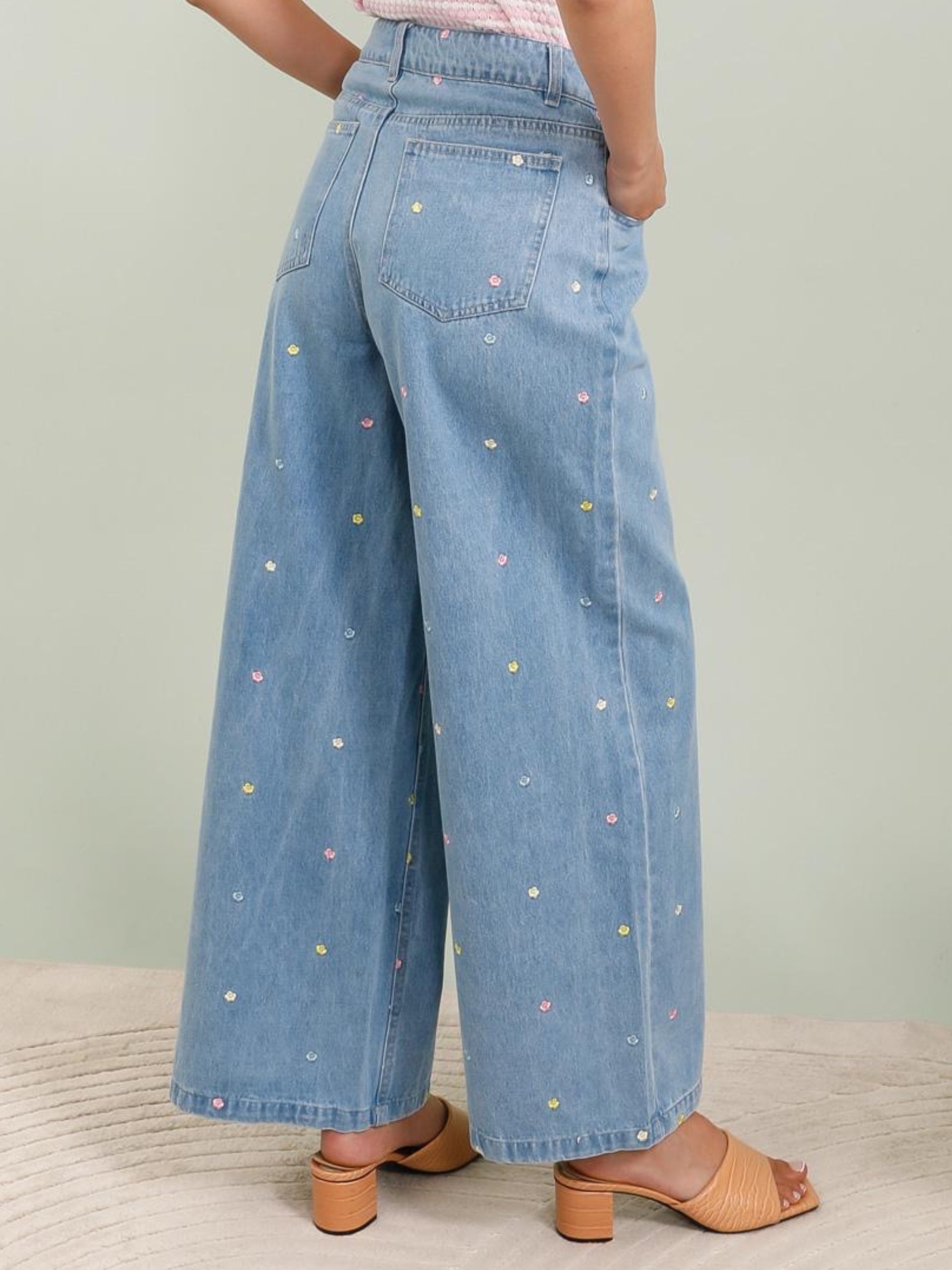 Wide Leg Jeans Margo mit Stickerei