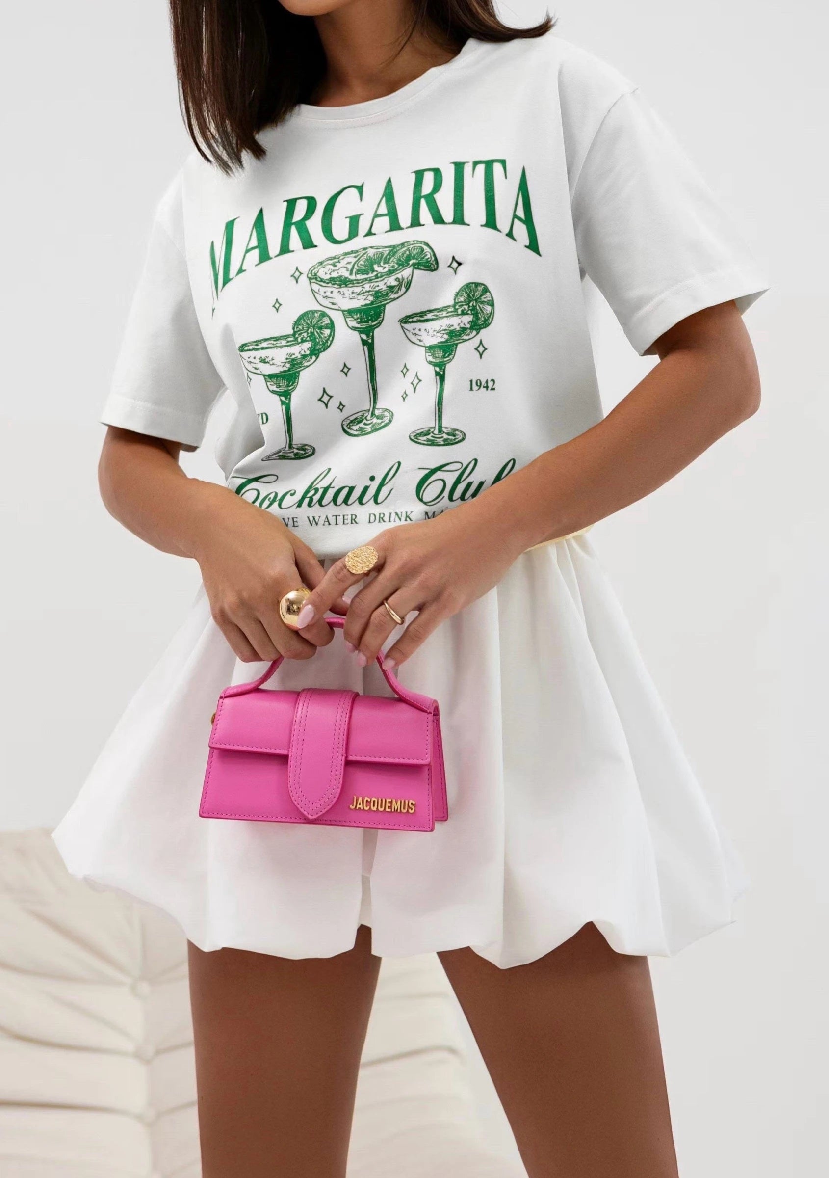 Print Oversize T-Shirt "Margarita Cocktail Club" – White Edition