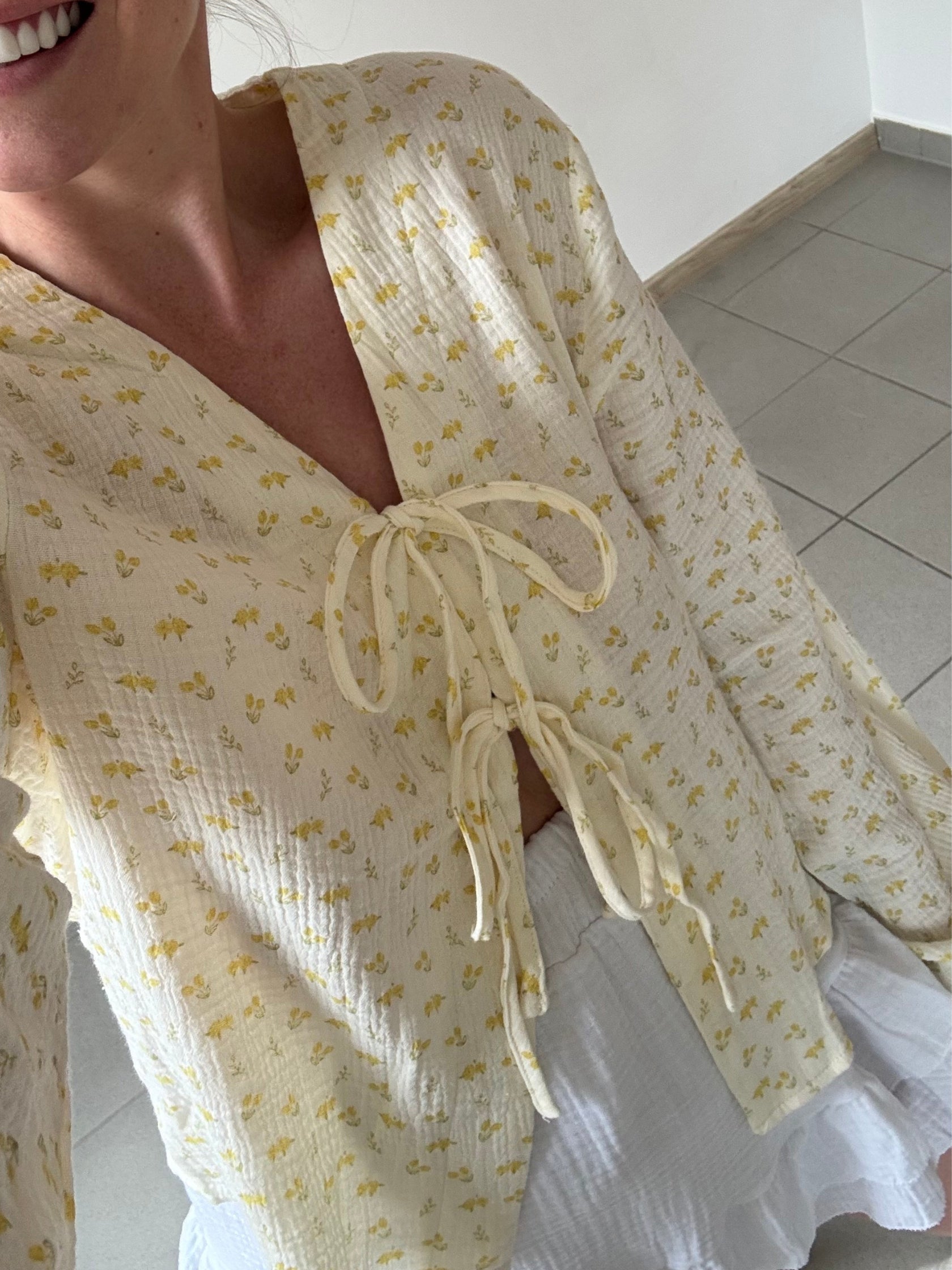 Musselin Bluse Flor – Gelb