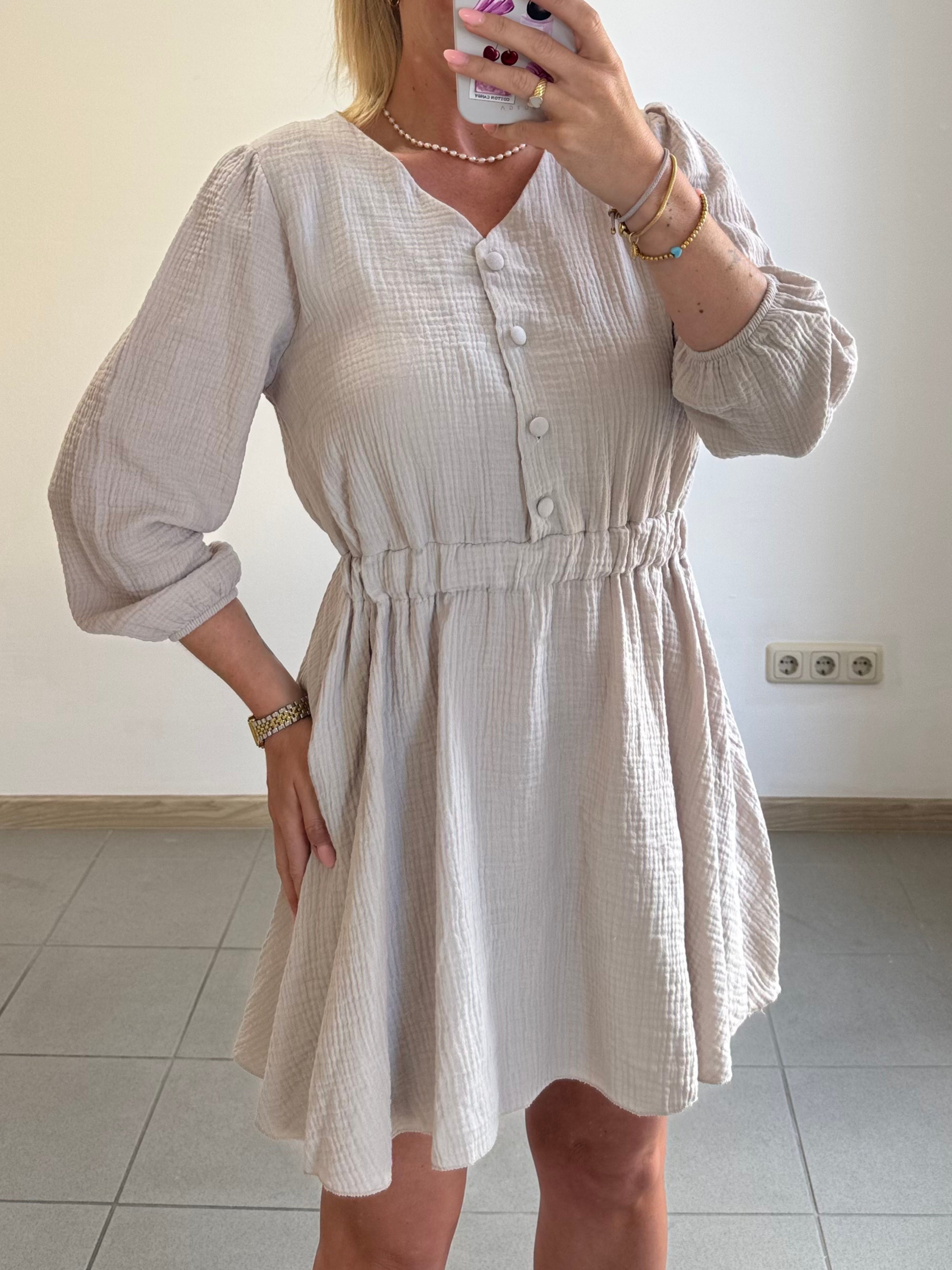 Musselin Kleid Maja - Beige