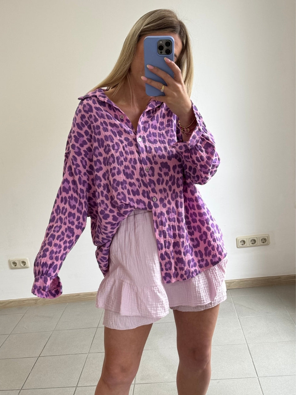 Musselin Oversize-Bluse – Leo Lila