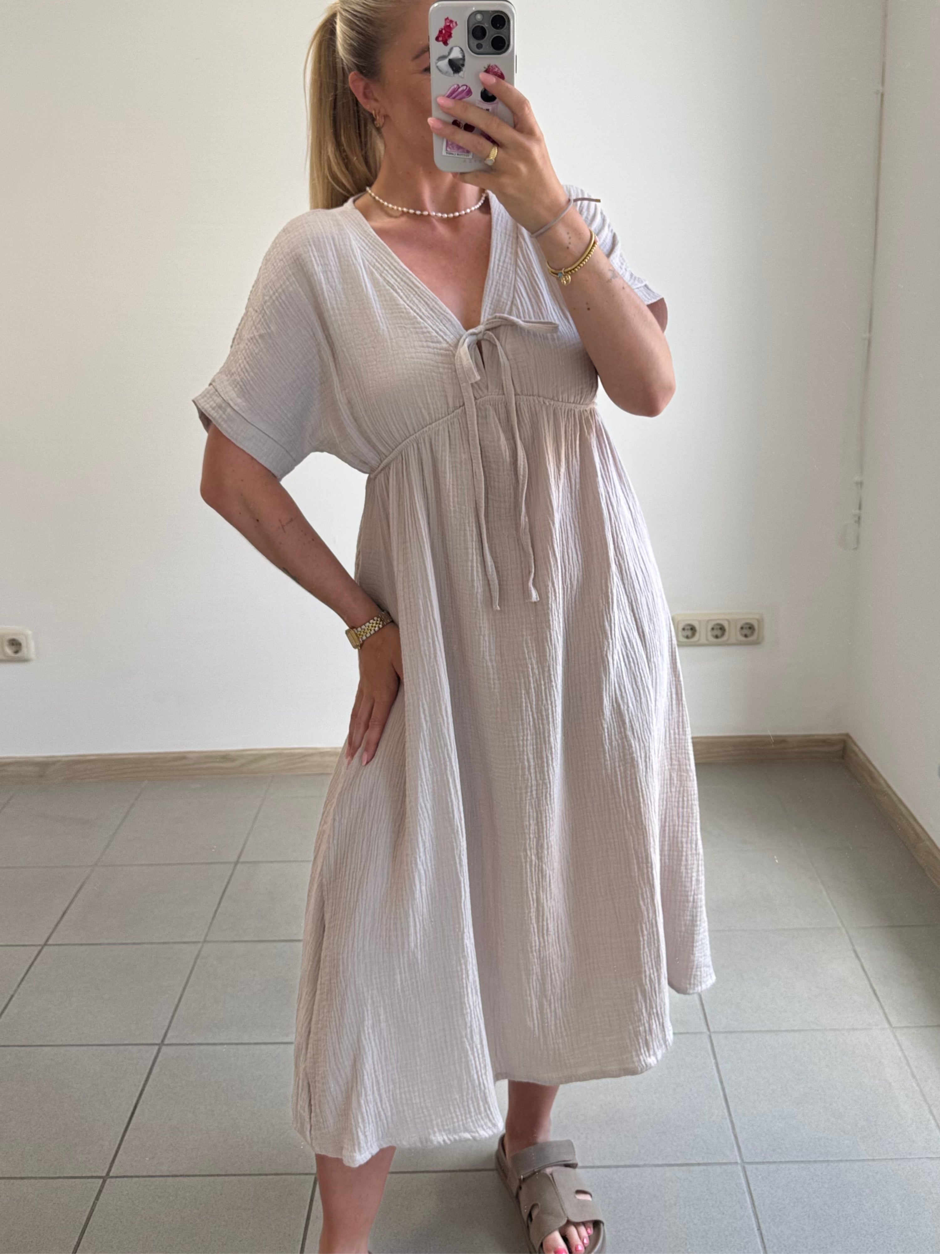 Musselin Kleid Nika - Beige