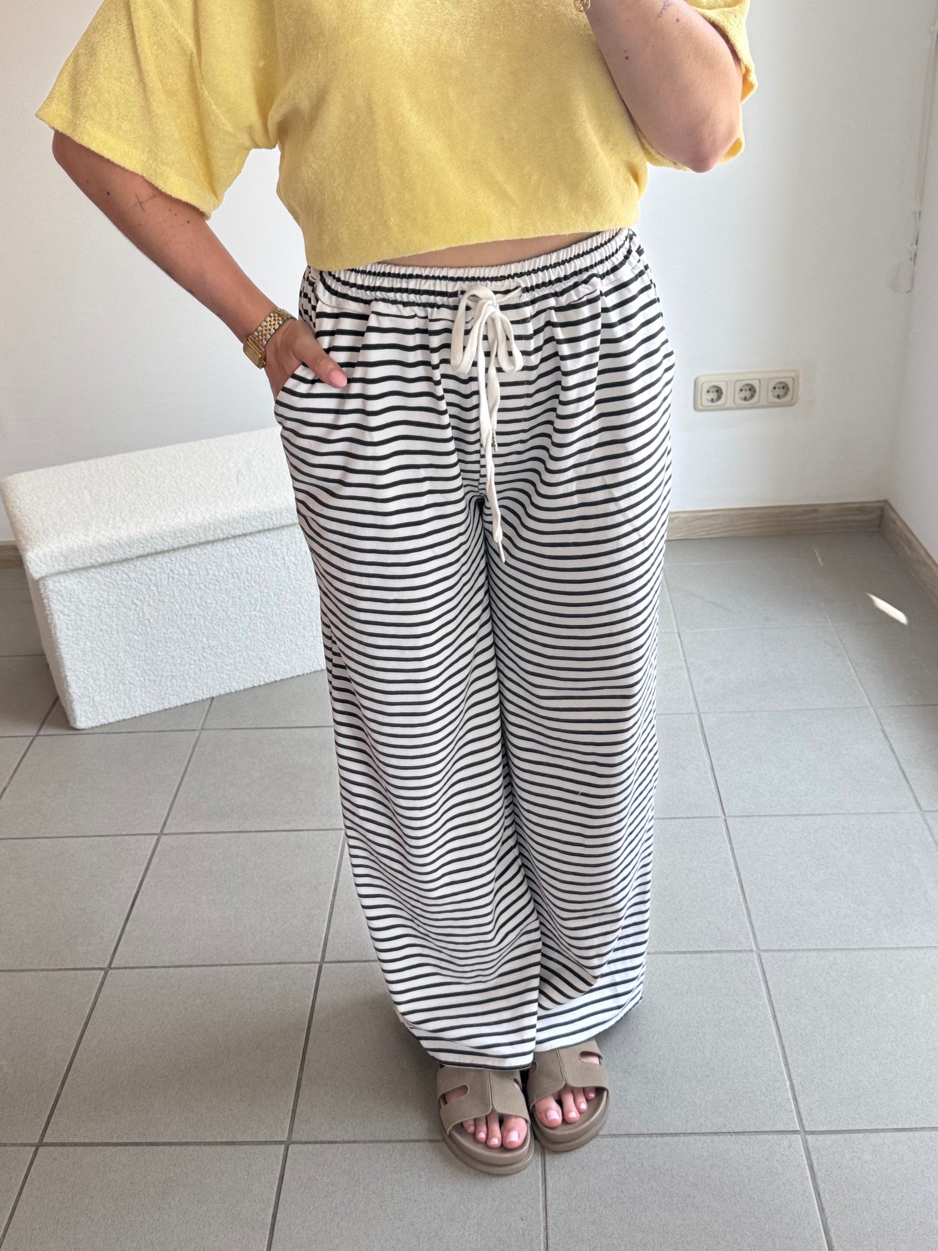 Flare Jerseyhose - Weiß Schwarz