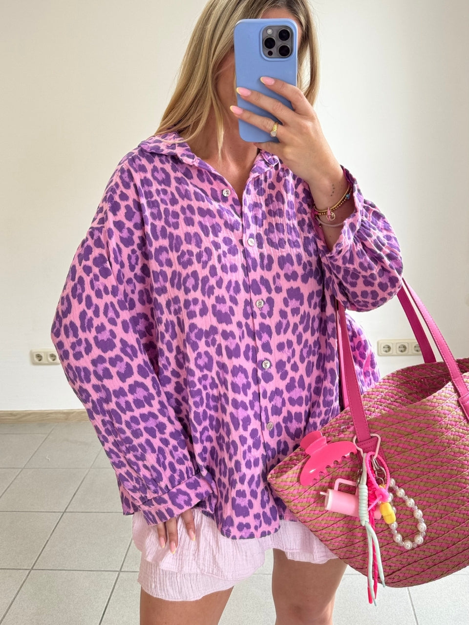 Musselin Oversize-Bluse – Leo Lila
