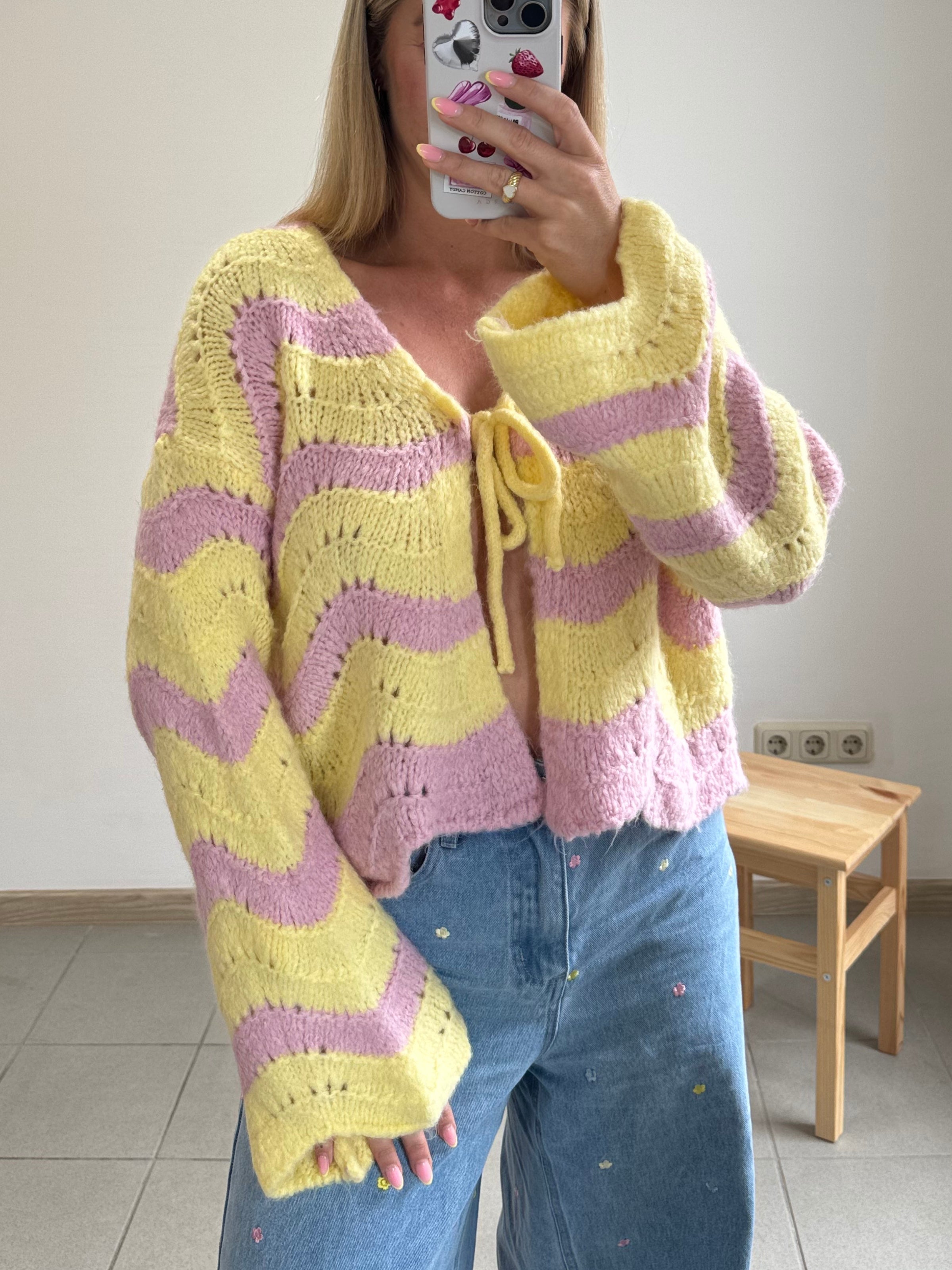 Cardigan Juna - Gelb / Rosa