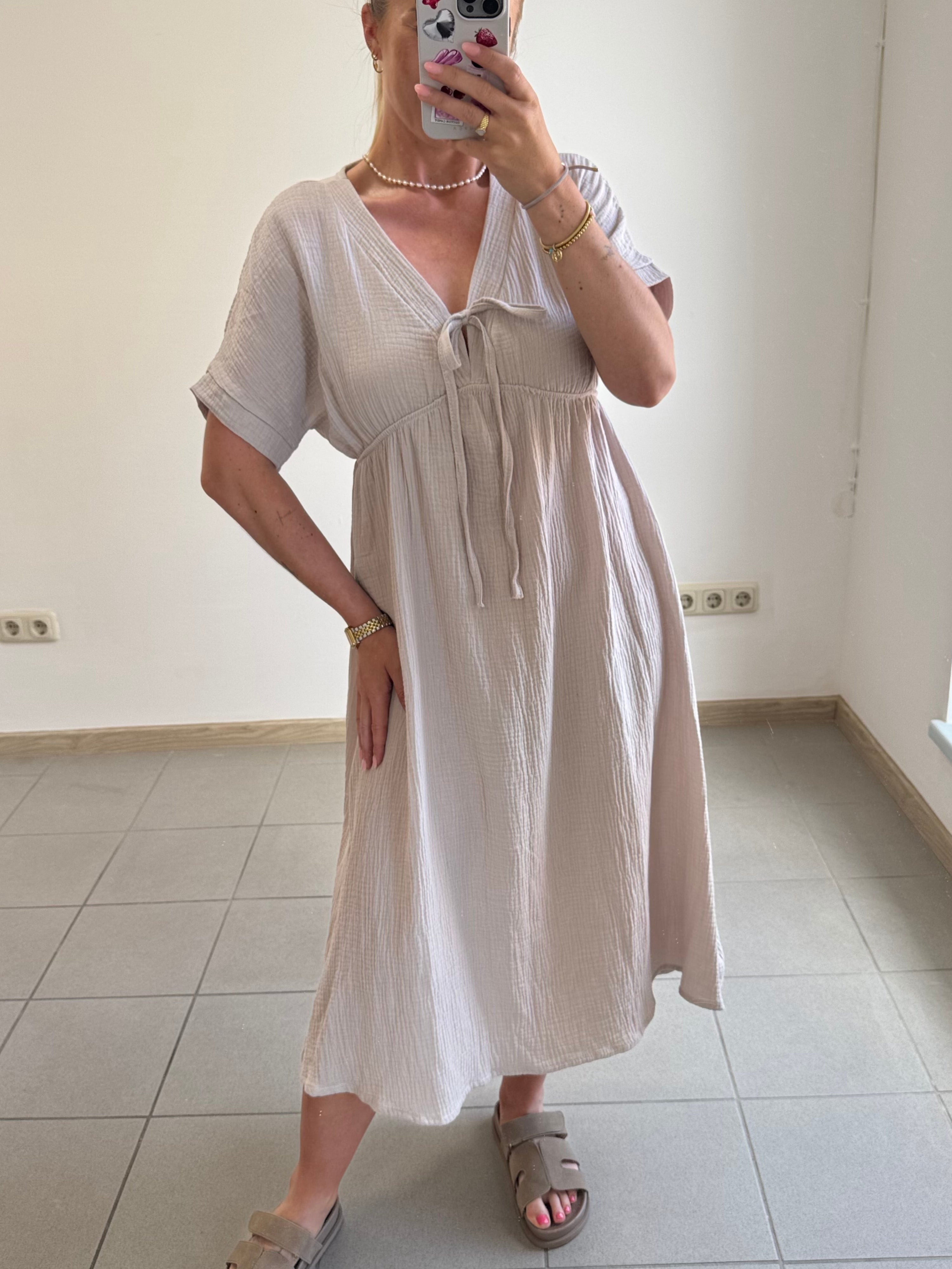 Musselin Kleid Nika - Beige