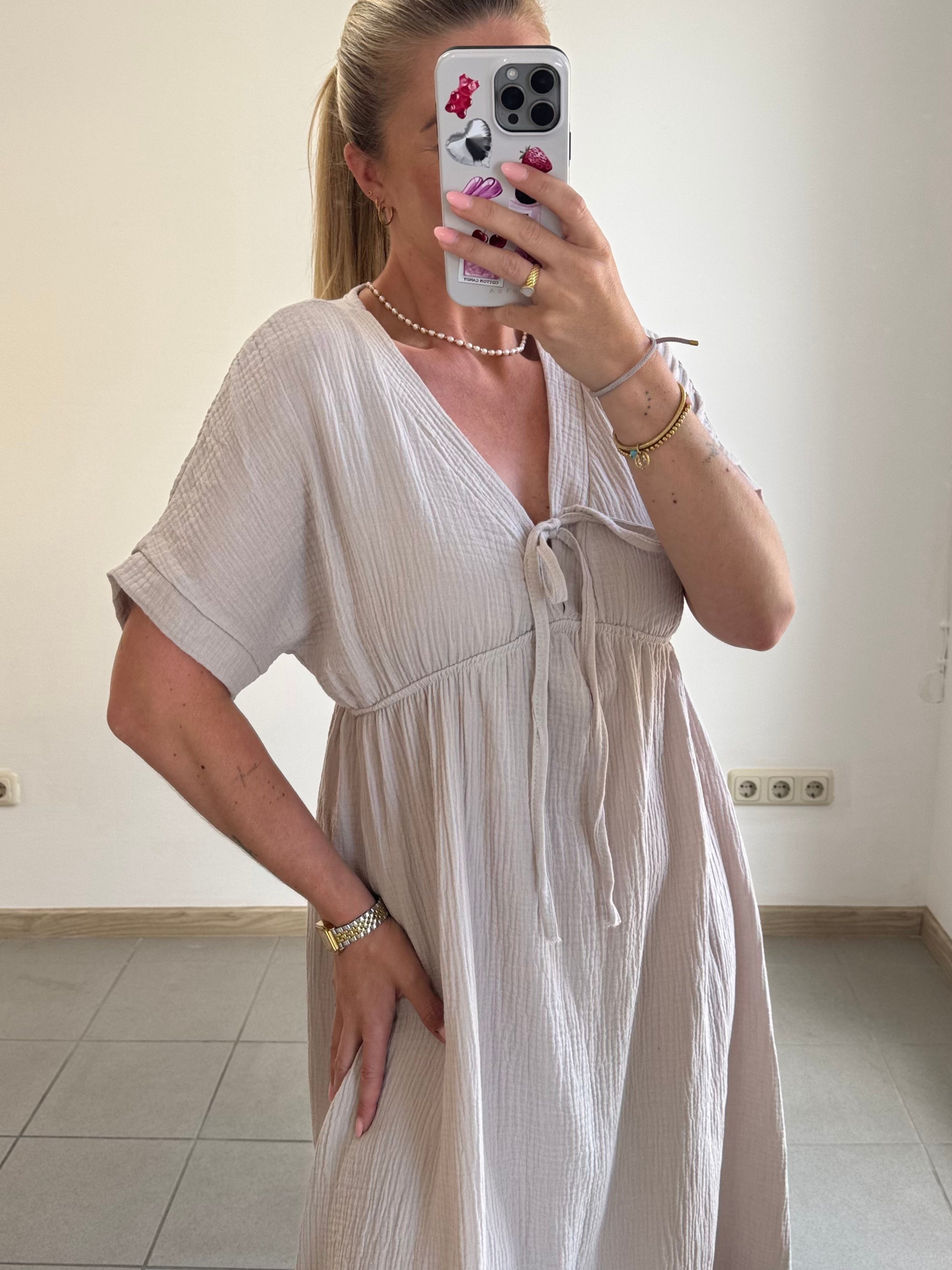 Musselin Kleid Nika - Beige