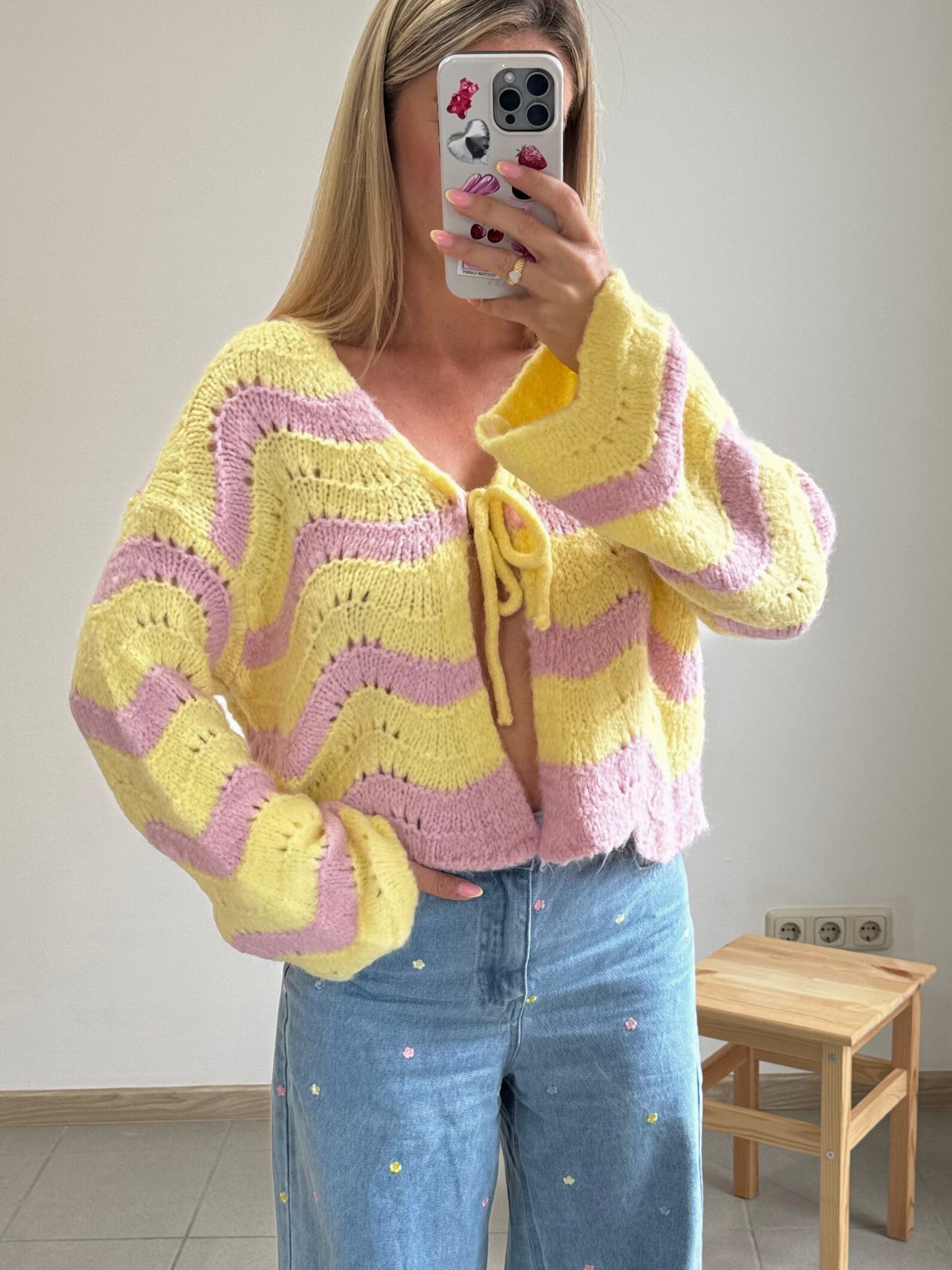 Cardigan Juna - Gelb / Rosa