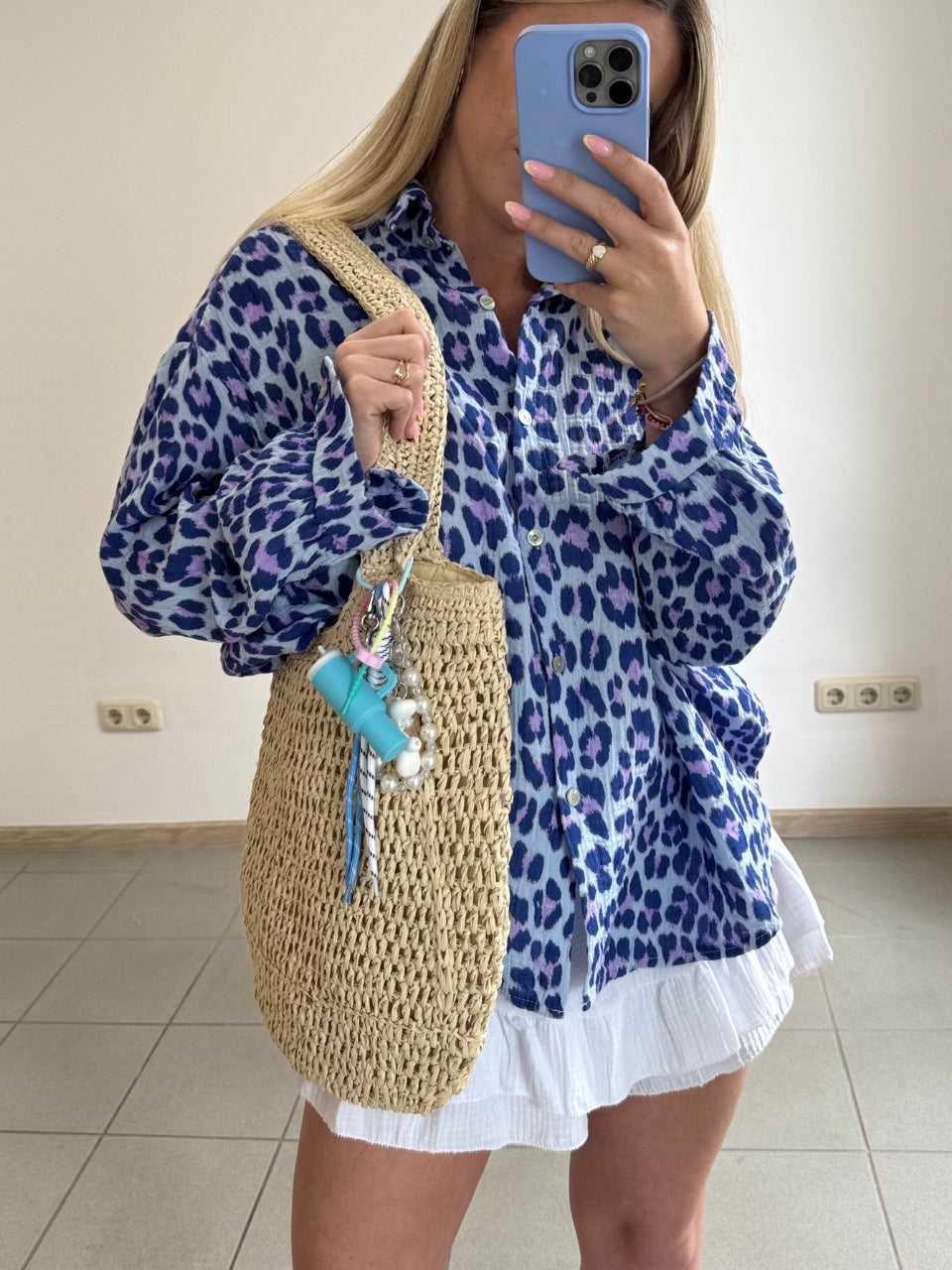 Musselin Oversize-Bluse – Leo Blau