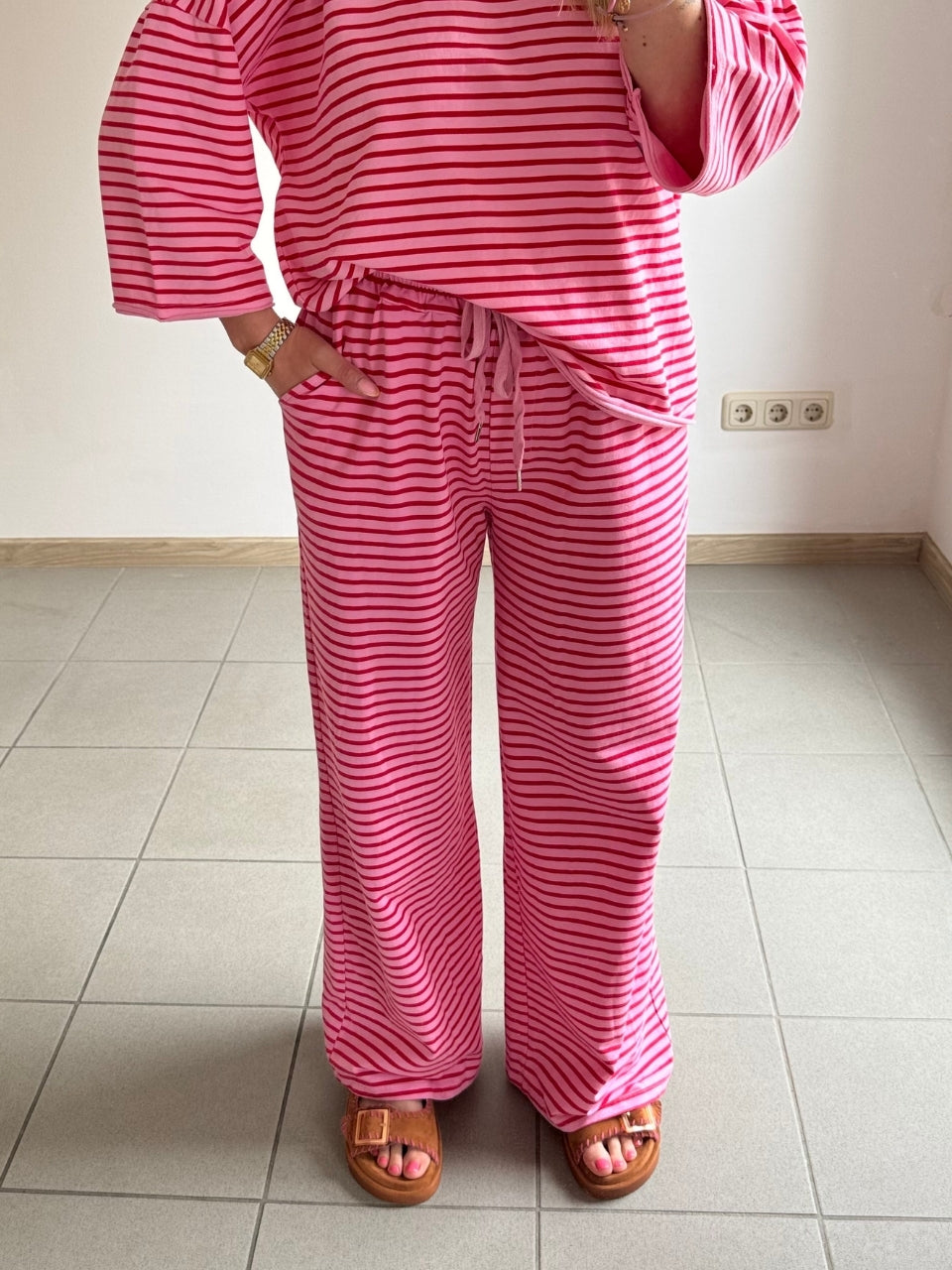 Flare Jerseyhose - Rot Pink