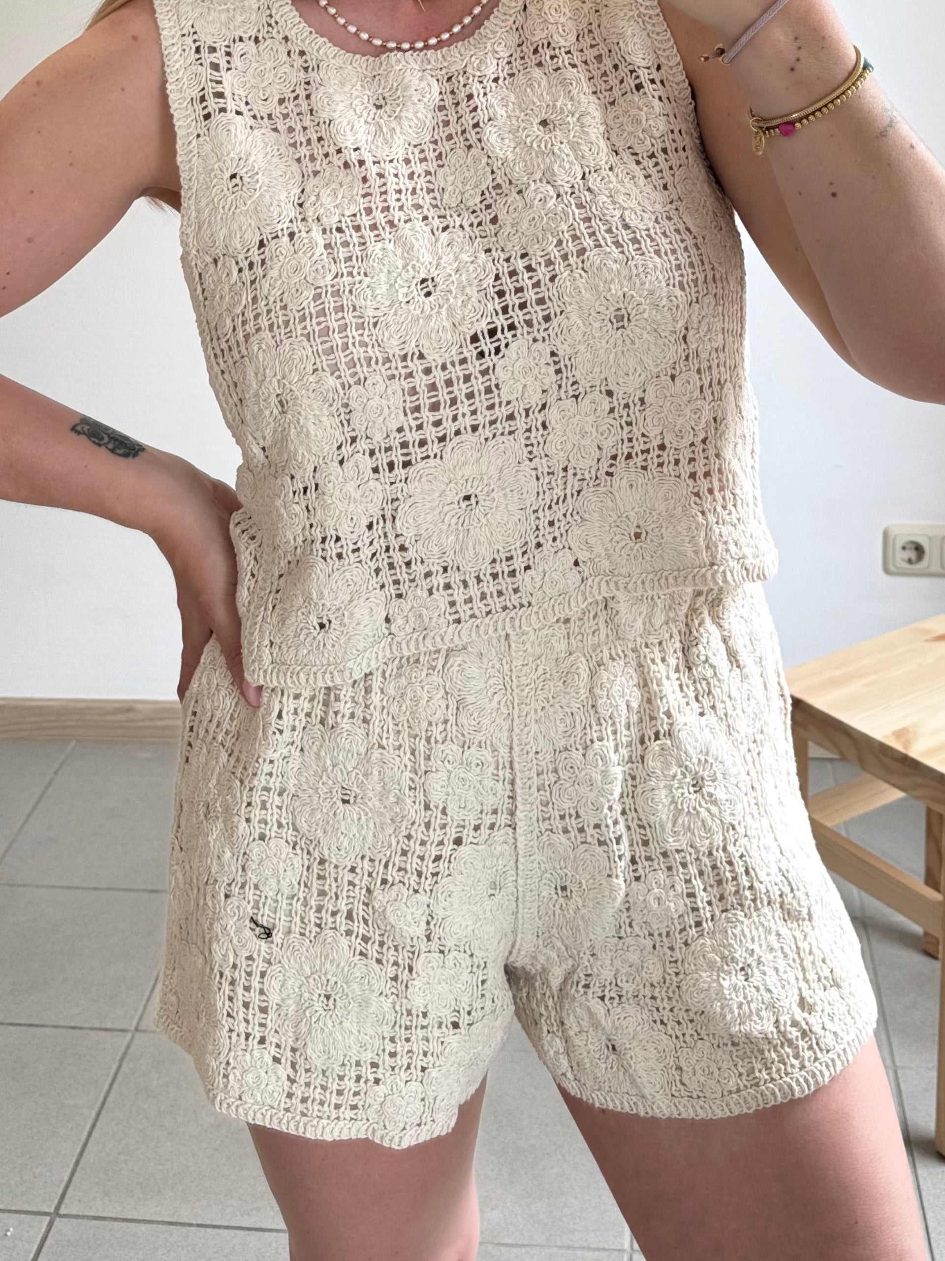 Häkel Shorts Fina Beige