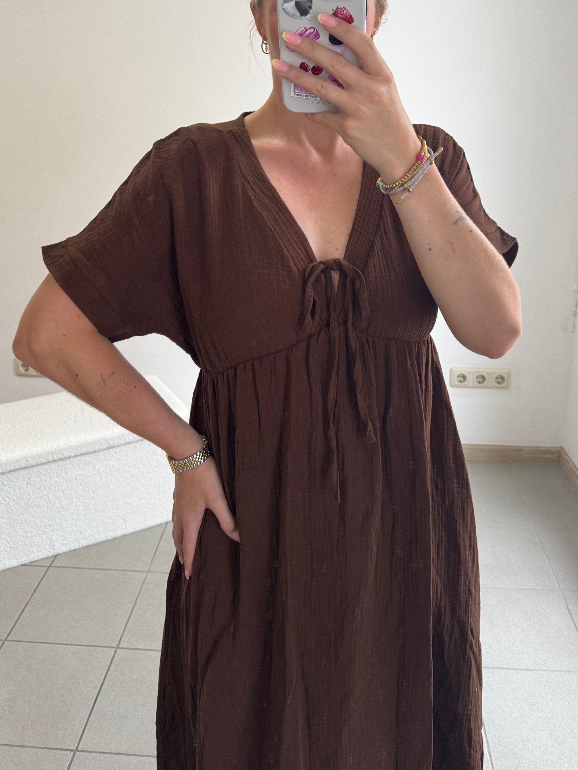 Musselin Kleid Nika - Braun