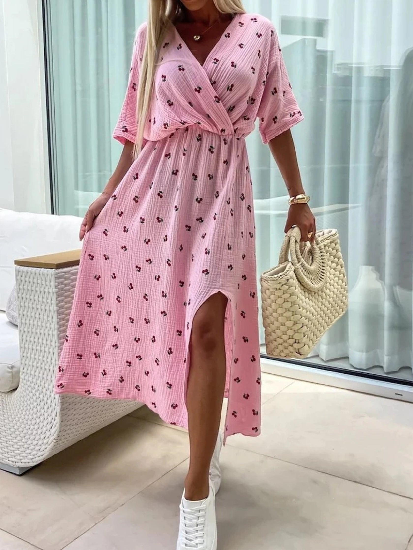 Musselin Kleid Cherry - Pink