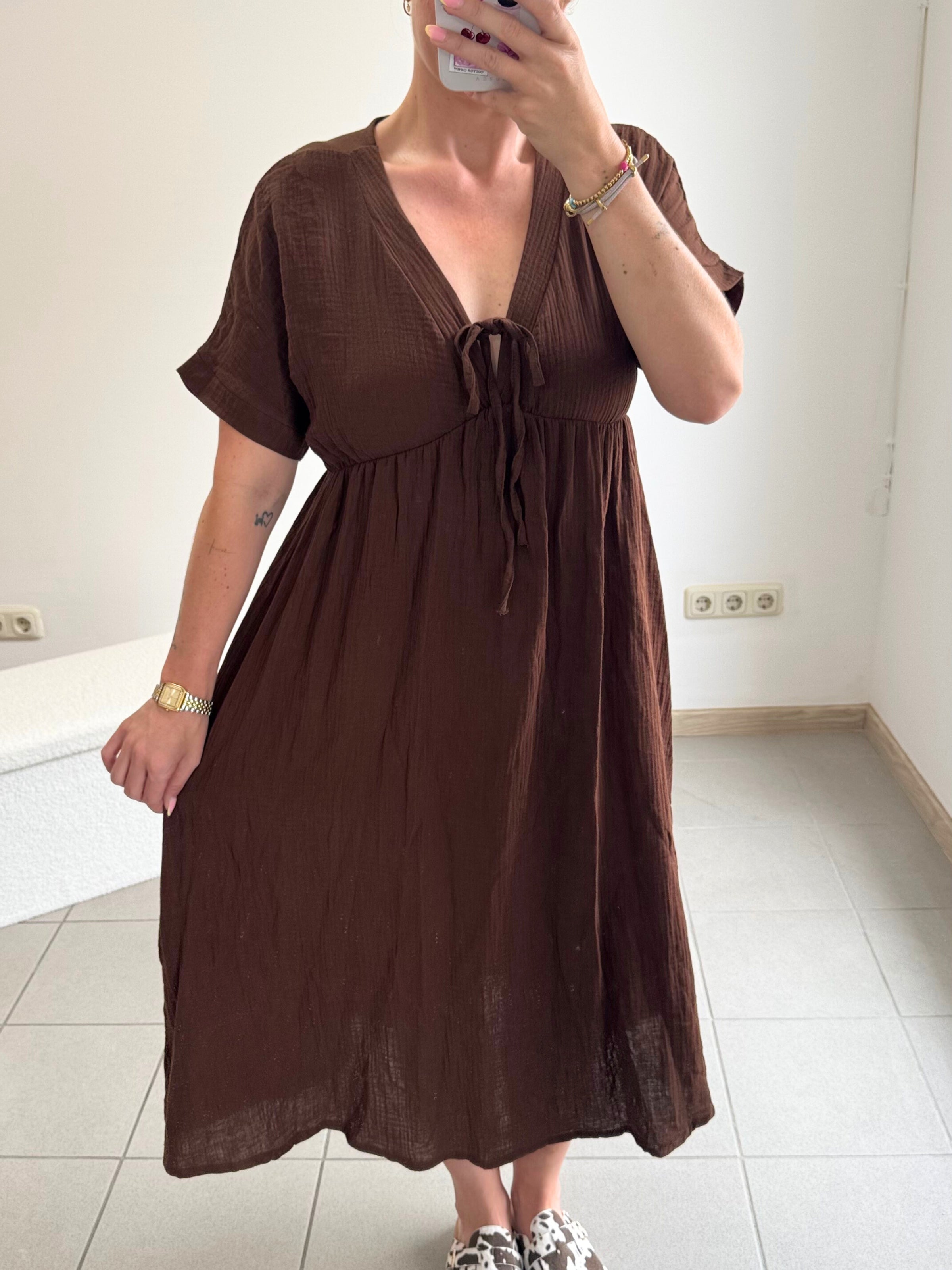 Musselin Kleid Nika - Braun