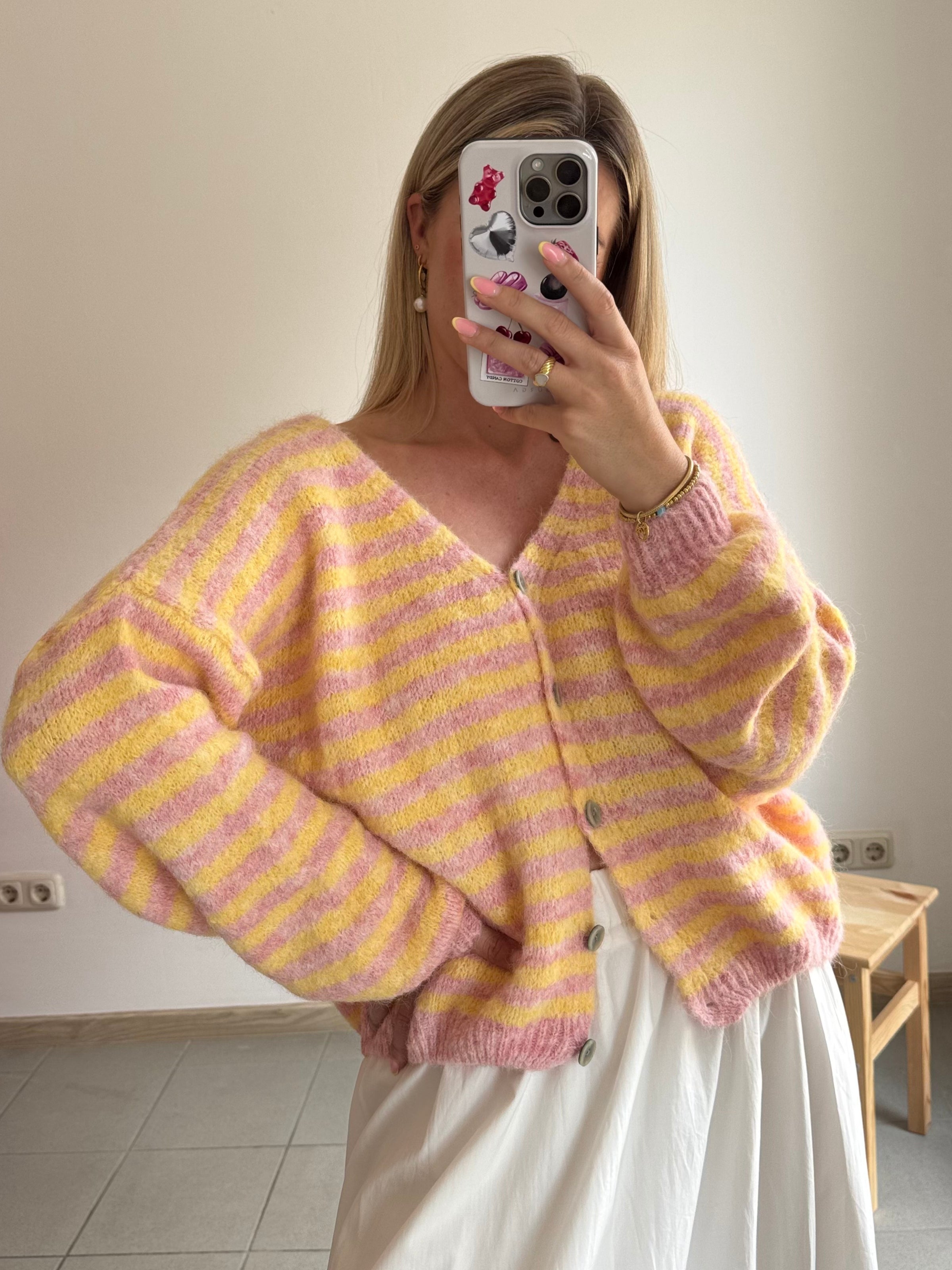 Soft Stripes Cardigan Honey Blush