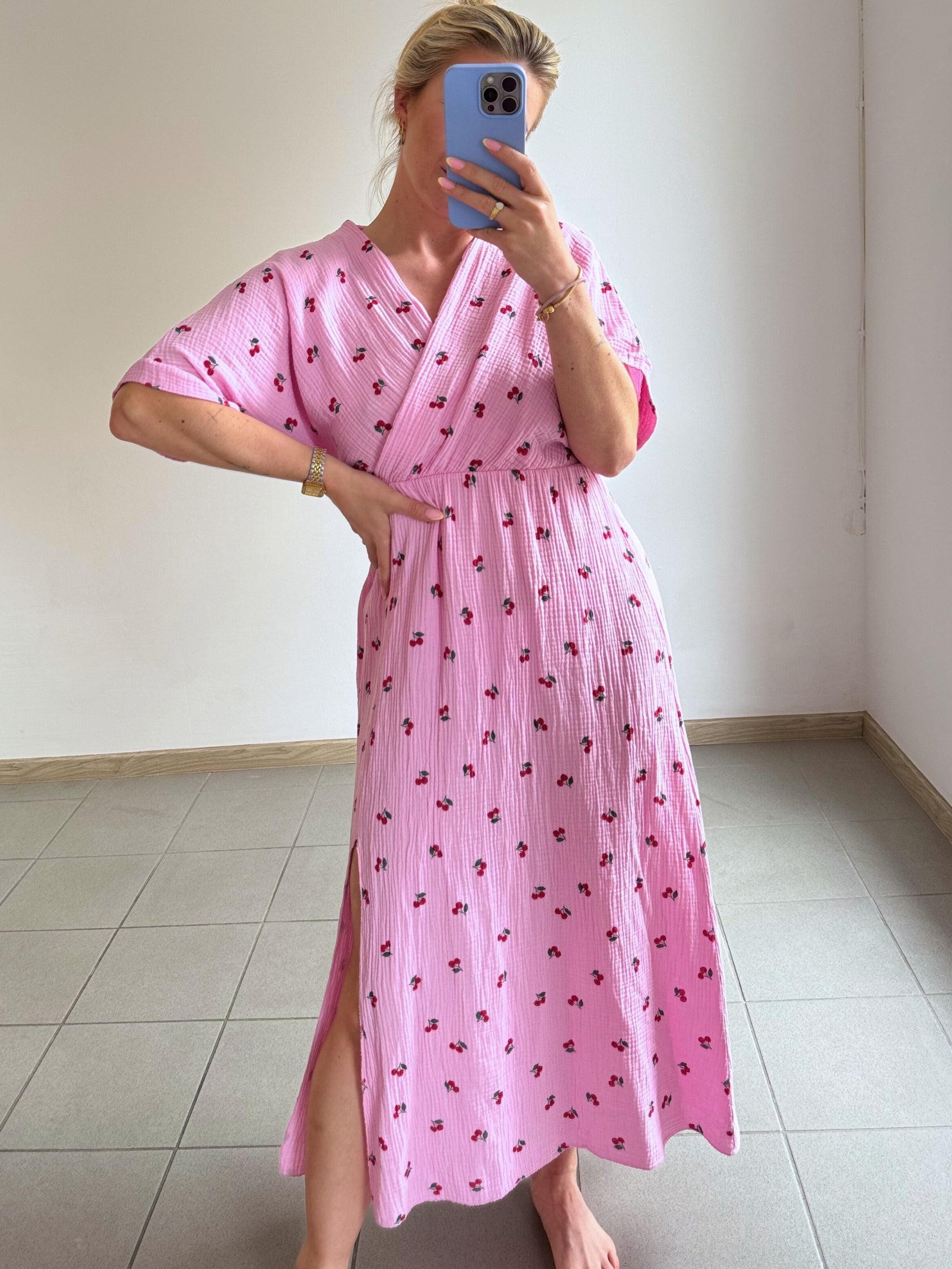 Musselin Kleid Cherry - Pink