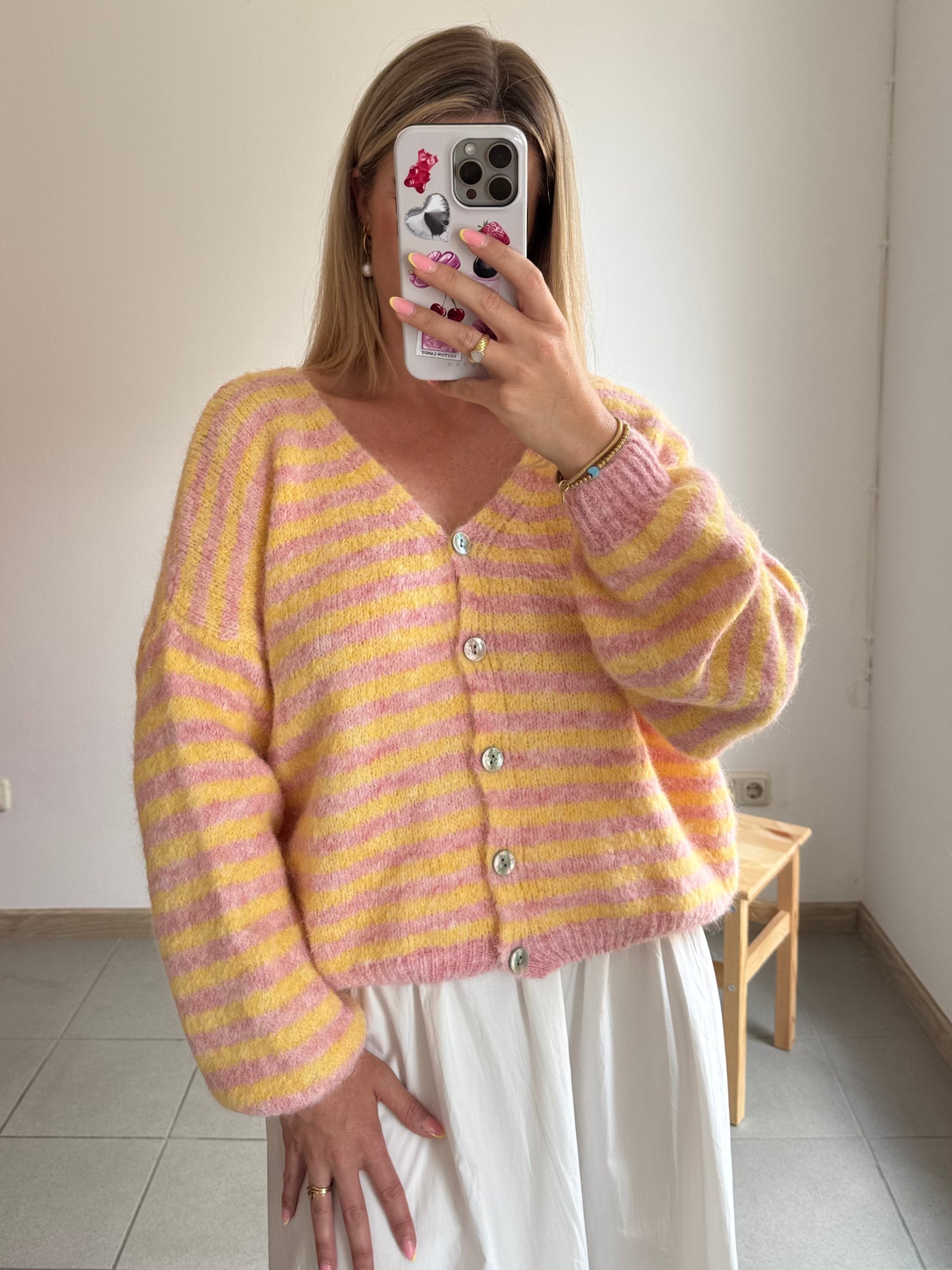 Soft Stripes Cardigan Honey Blush