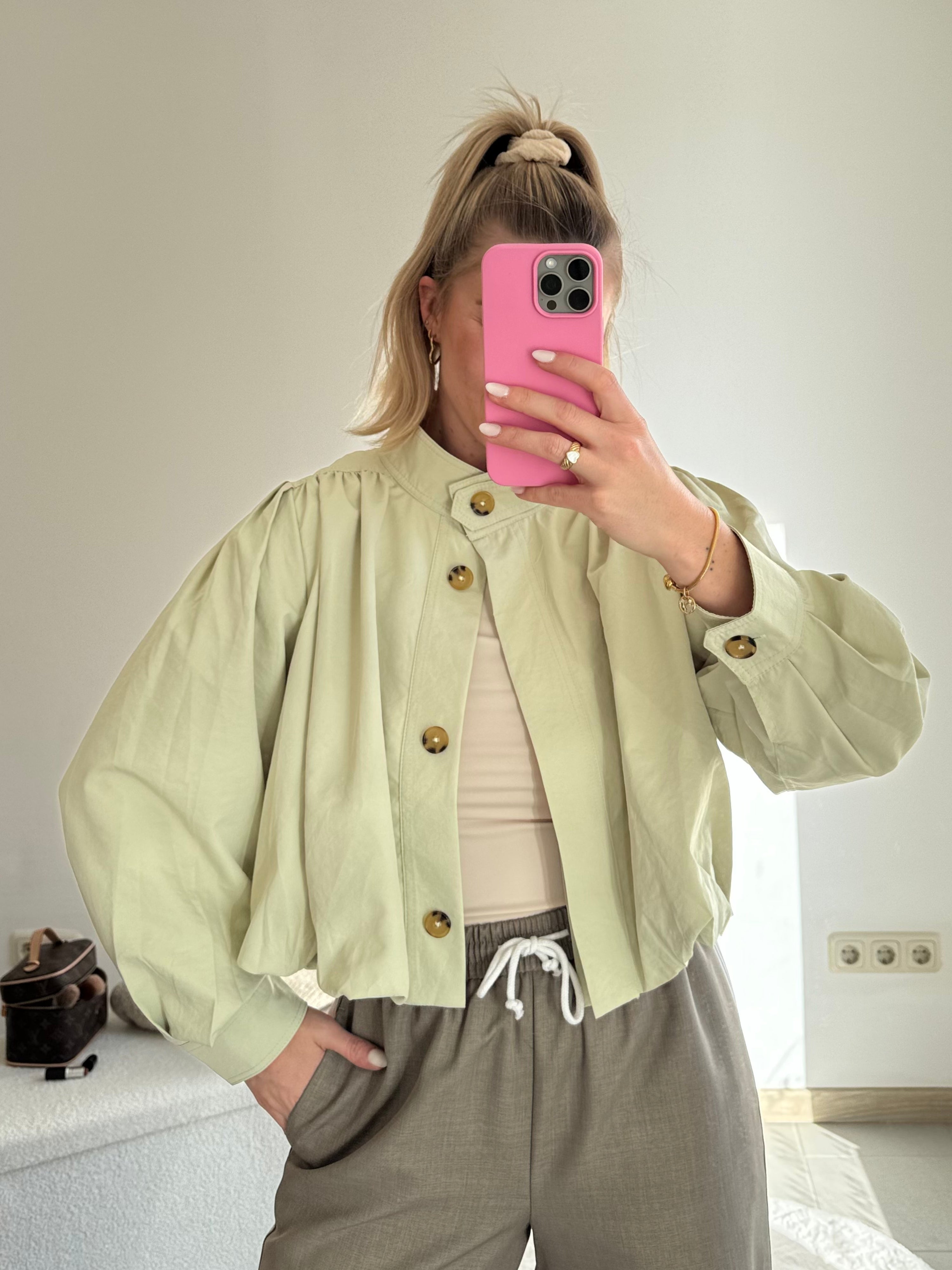 Cropped-Trenchcoat in Pistazie