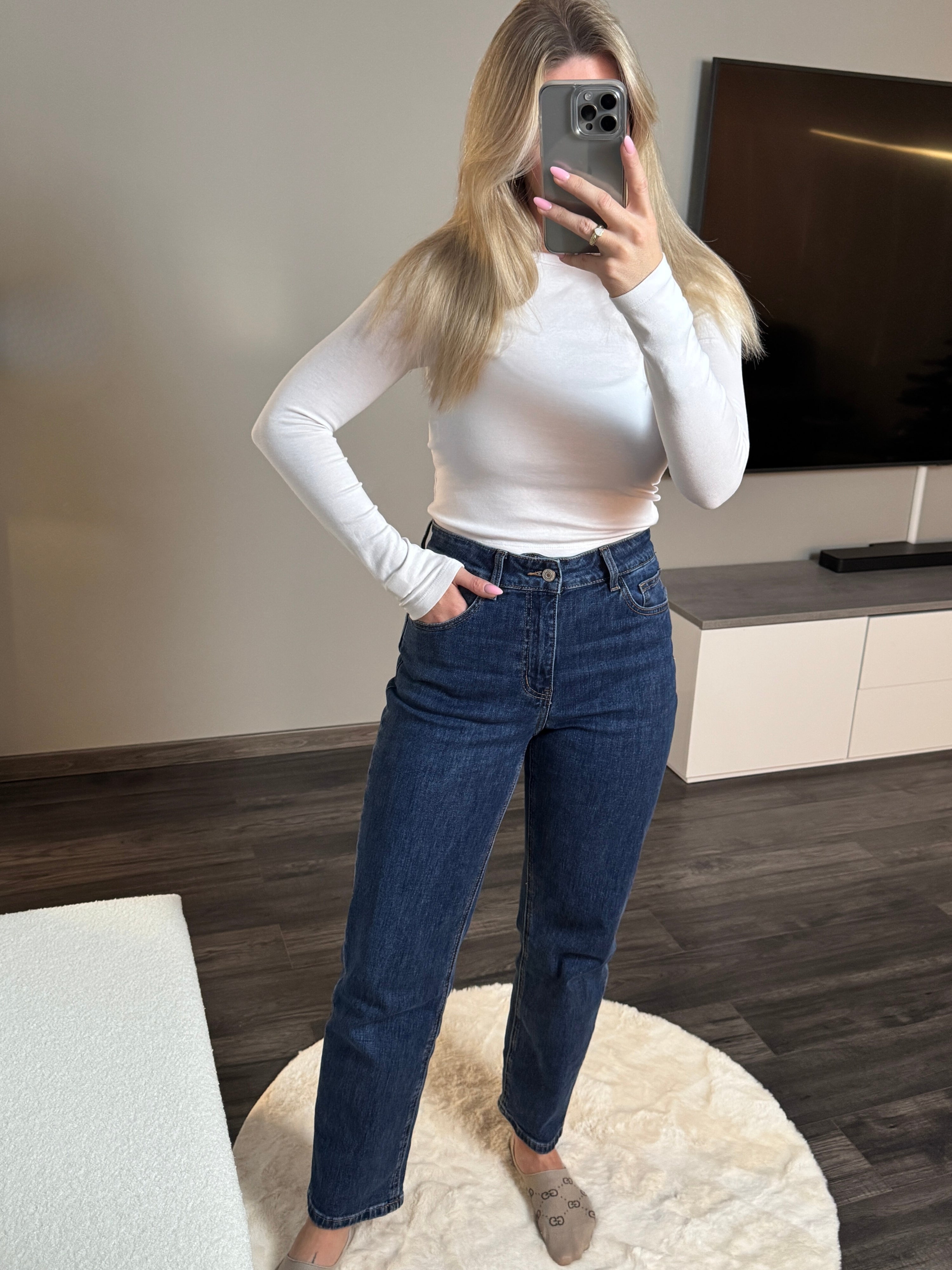 Jeans Cleo - High Waist Ankle Straight - Dunkelblau