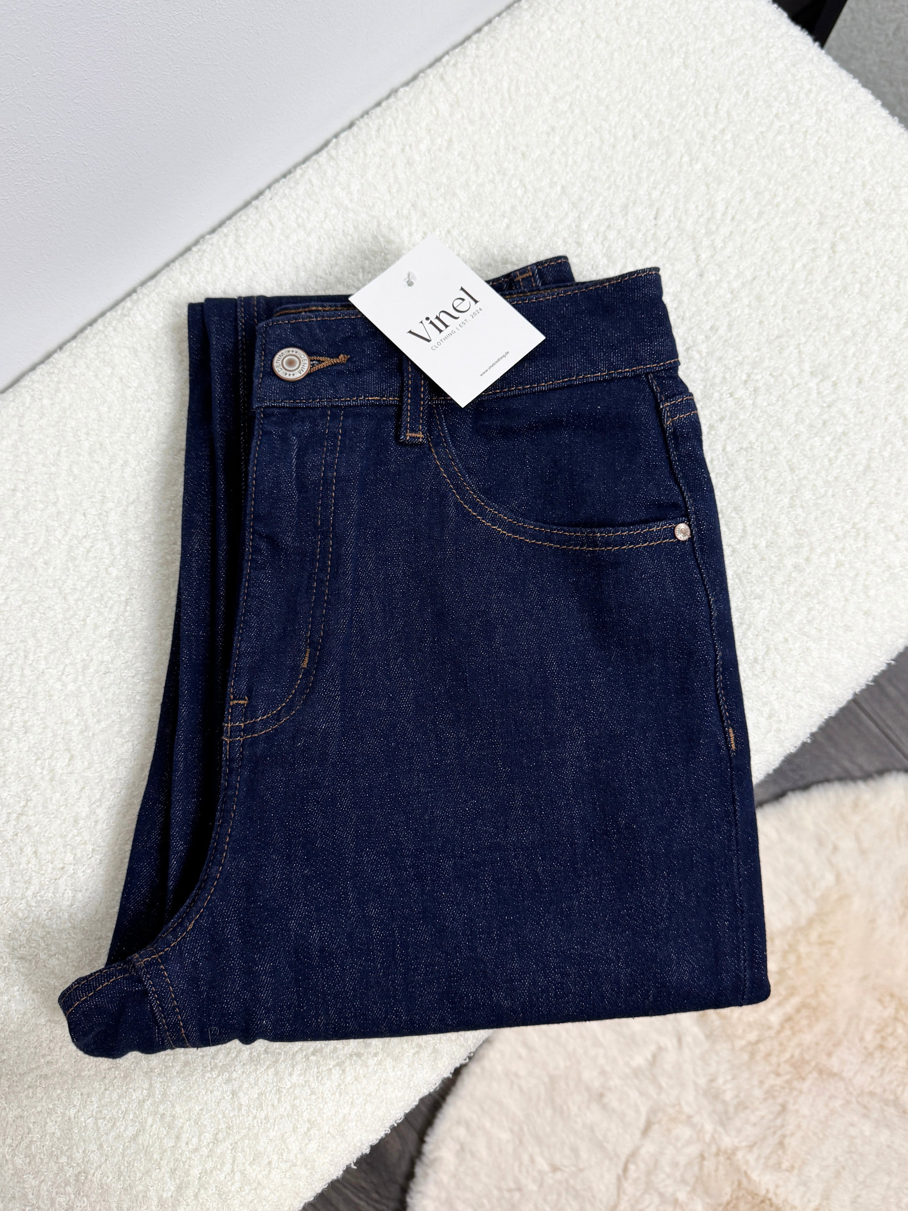 Jeans Cleo - High Waist Ankle Straight - Marieneblau