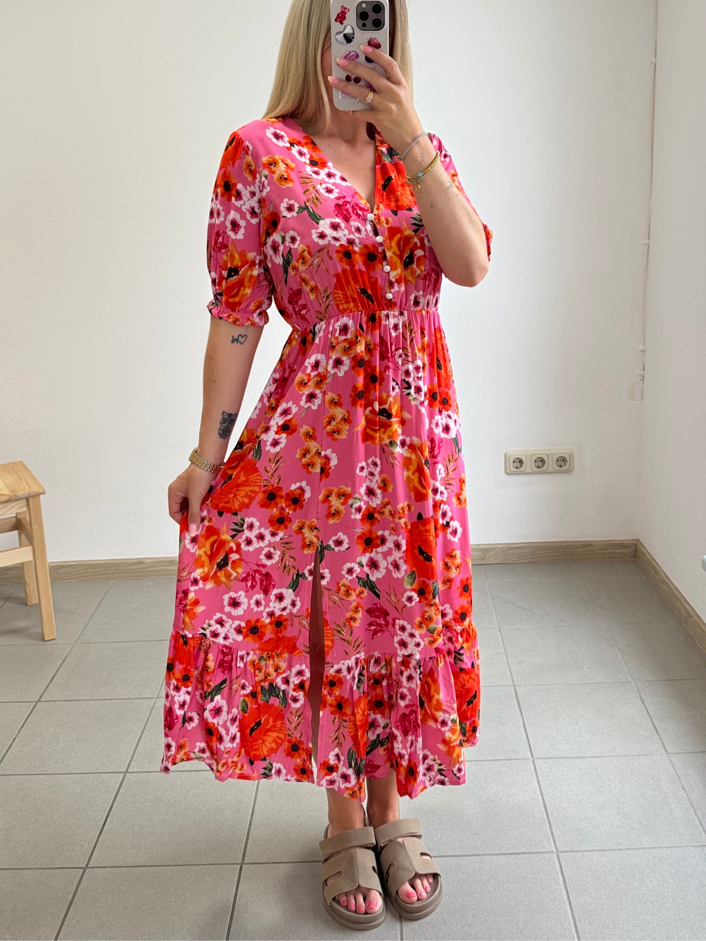 Langes Kleid Florina mit Volant