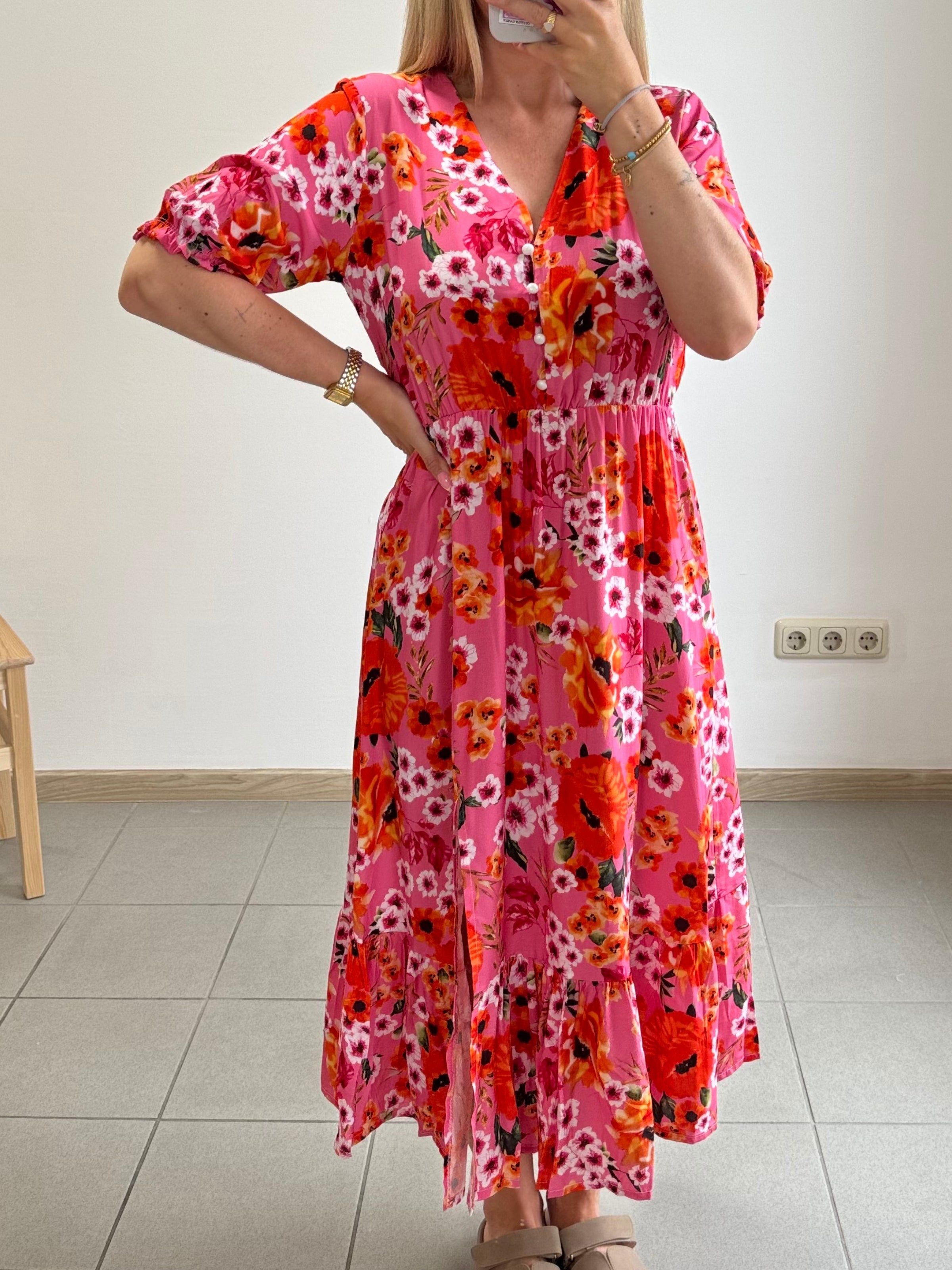 Langes Kleid Florina mit Volant